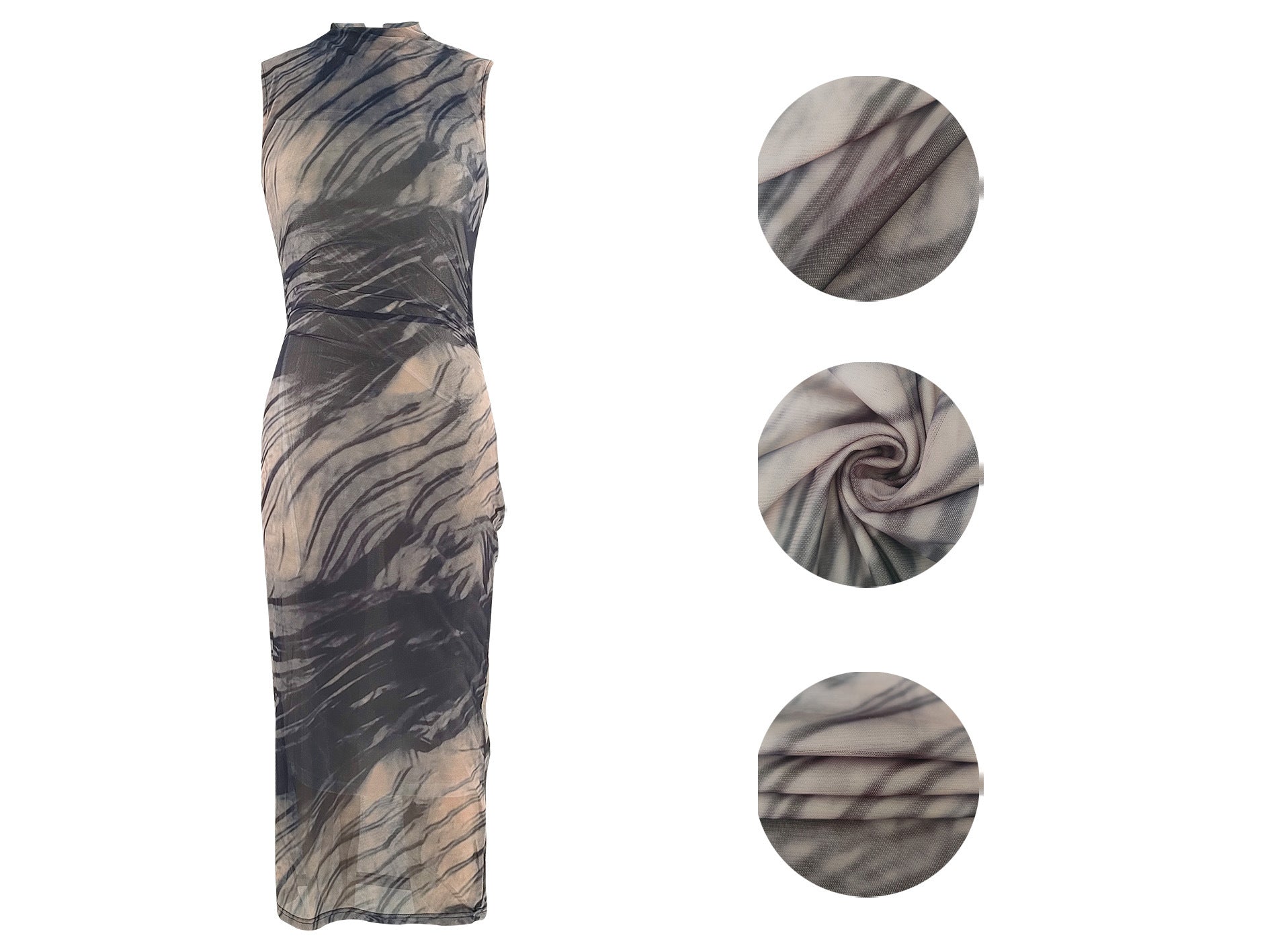 Women mesh elegant sleeveless printed dress 13