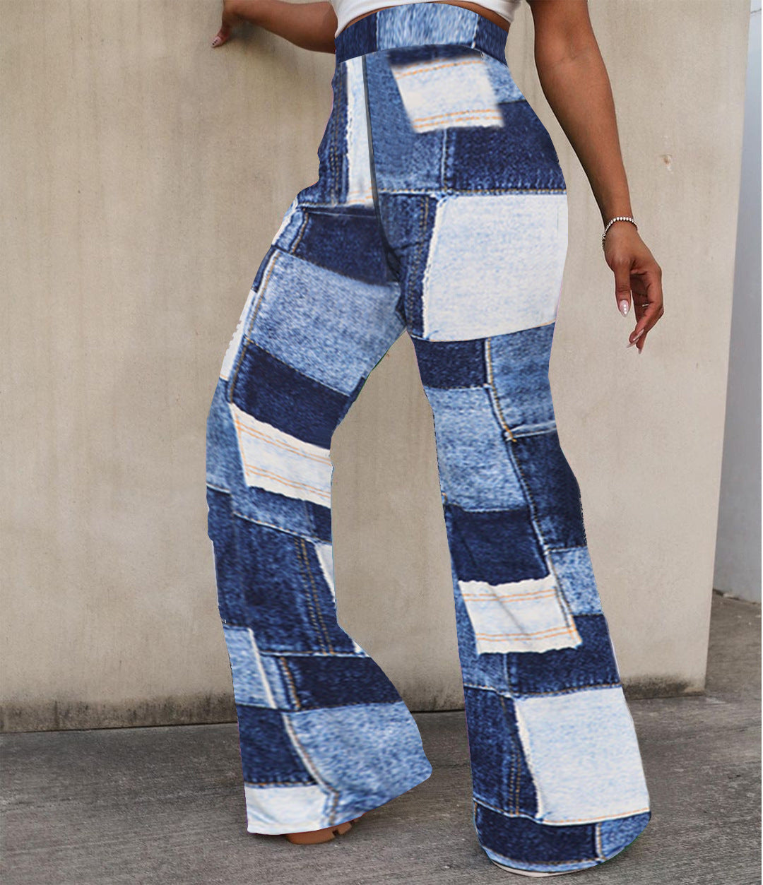 Women Casual Printed Plaid Casual Pants 17