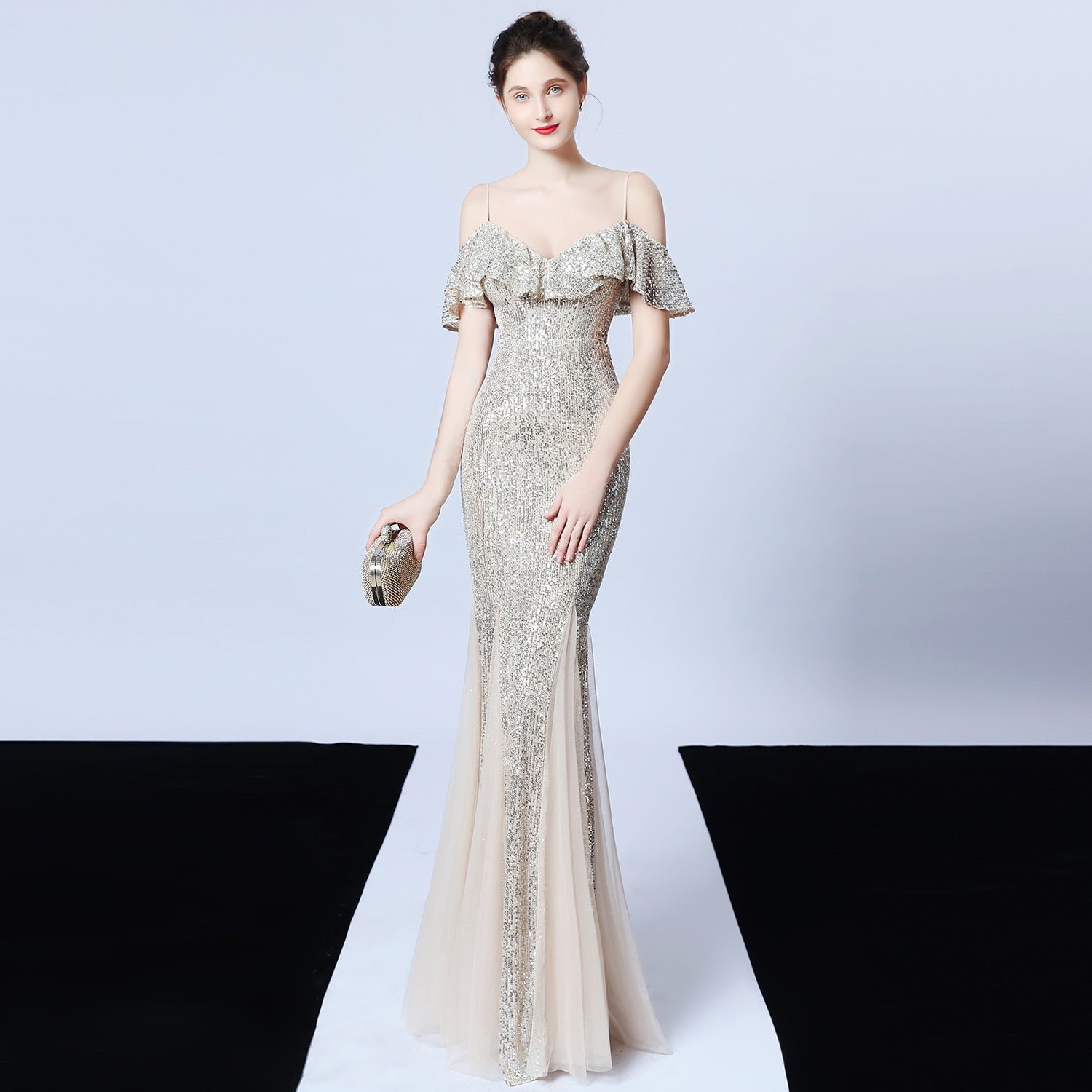 Long-Sleeve Slim Fishtail Wedding Dress Elegant Bridal Evening Gown 10
