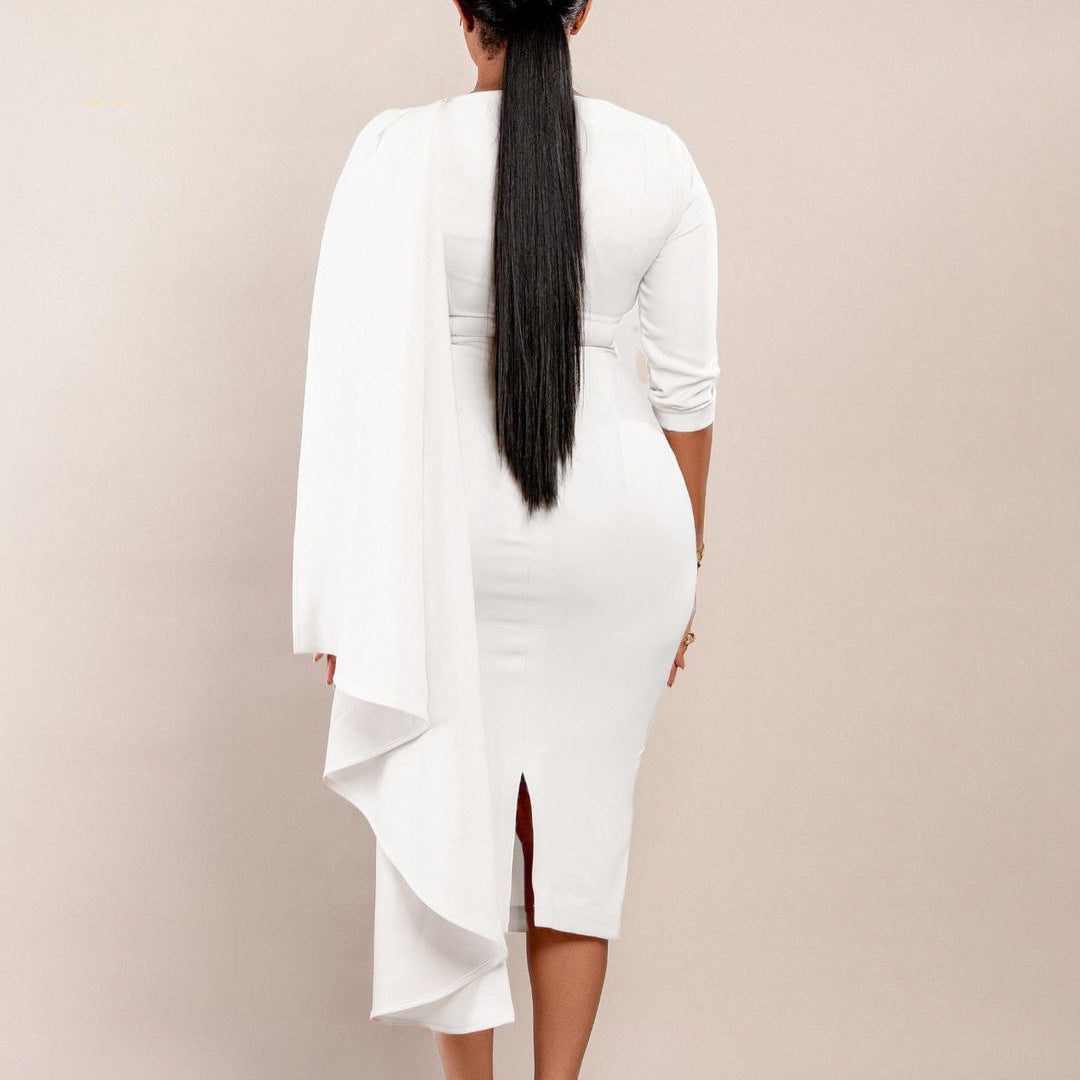 Women Solid Long Sleeve Midi Dress 6