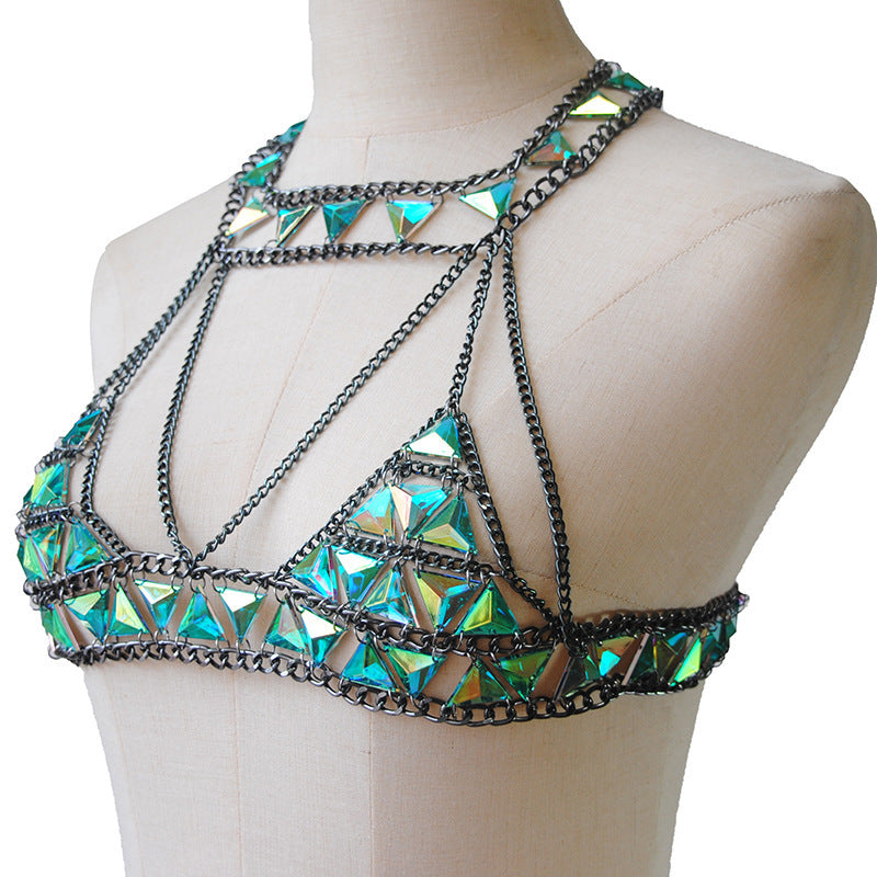 Summer Bra Chain Green Acrylic Sexy Accessories Bra Belt Suit Body Chain Jewelry 13