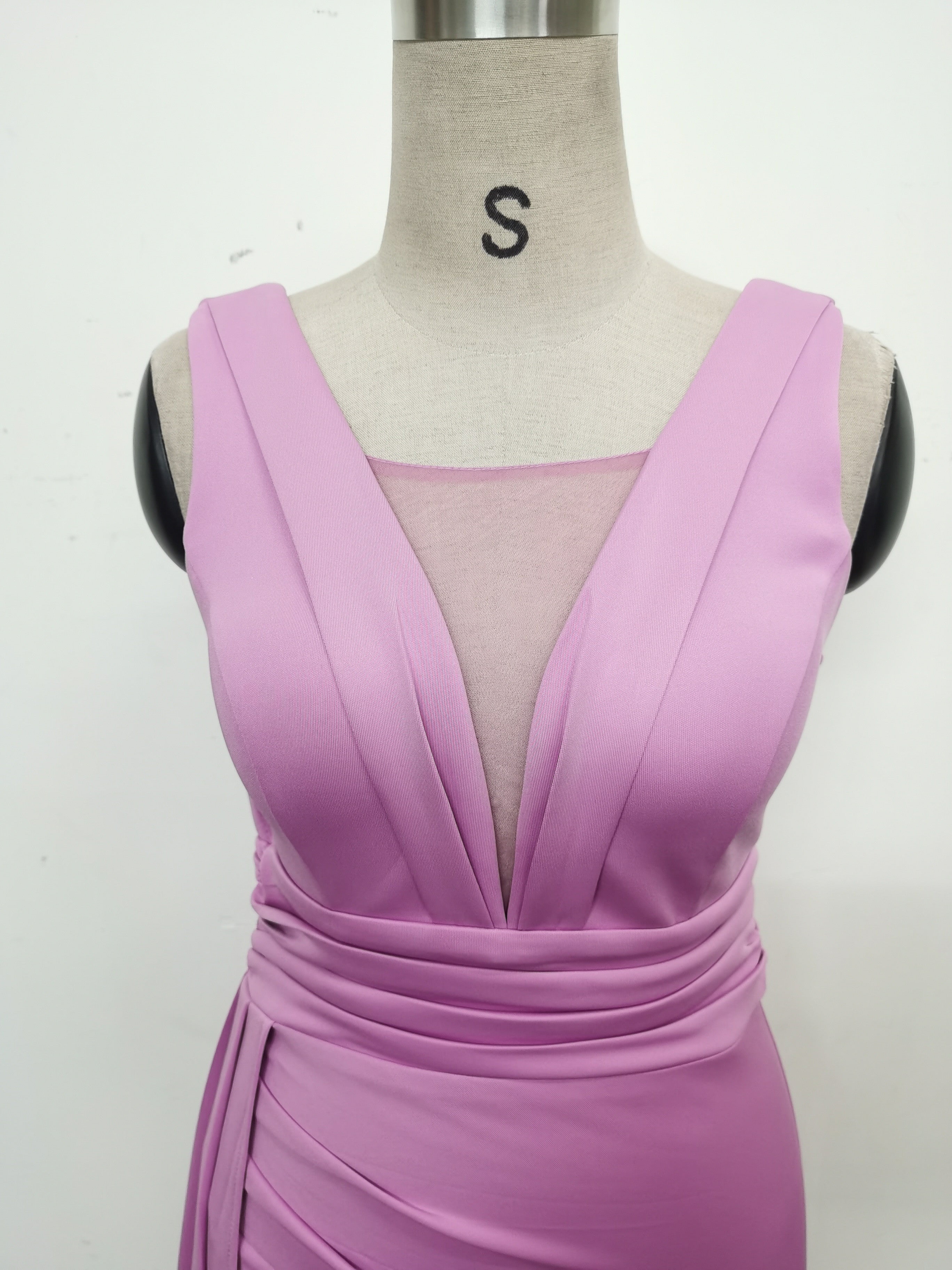 Women Pleated Satin Evening Dress 33