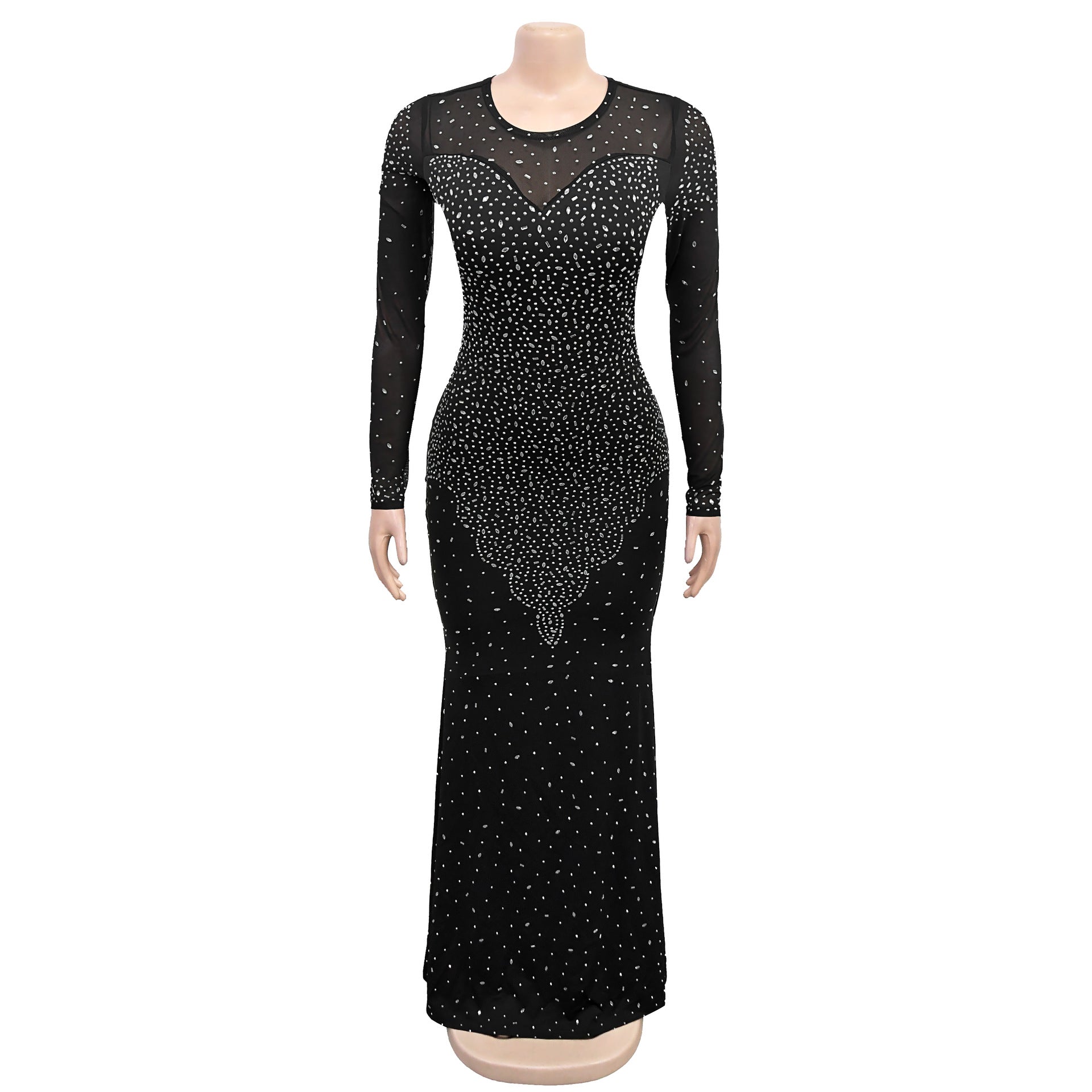 Women Long Sleeve Beaded Sexy Dress 7
