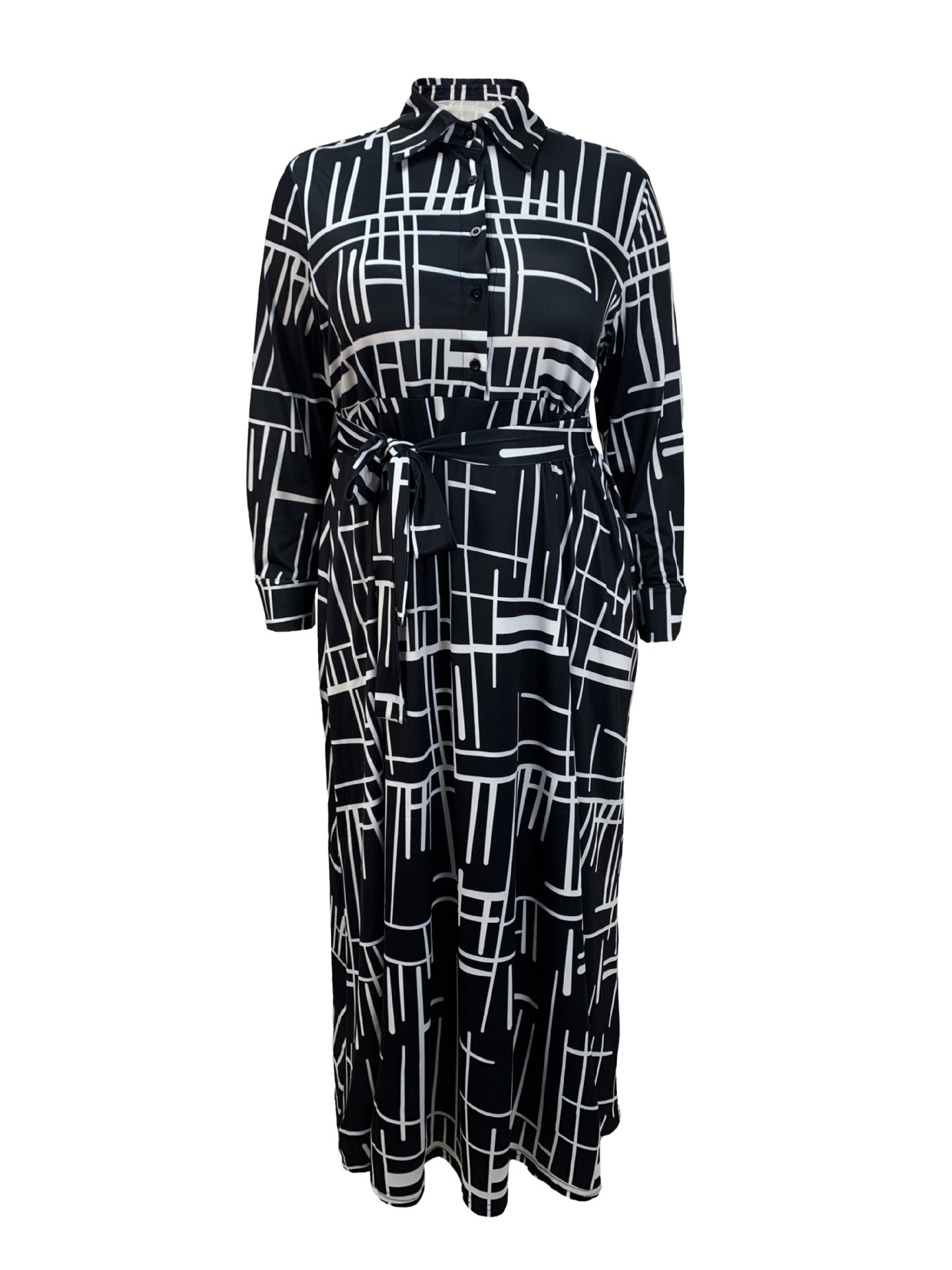 Plus Size Women Printed Shirt Dress 4