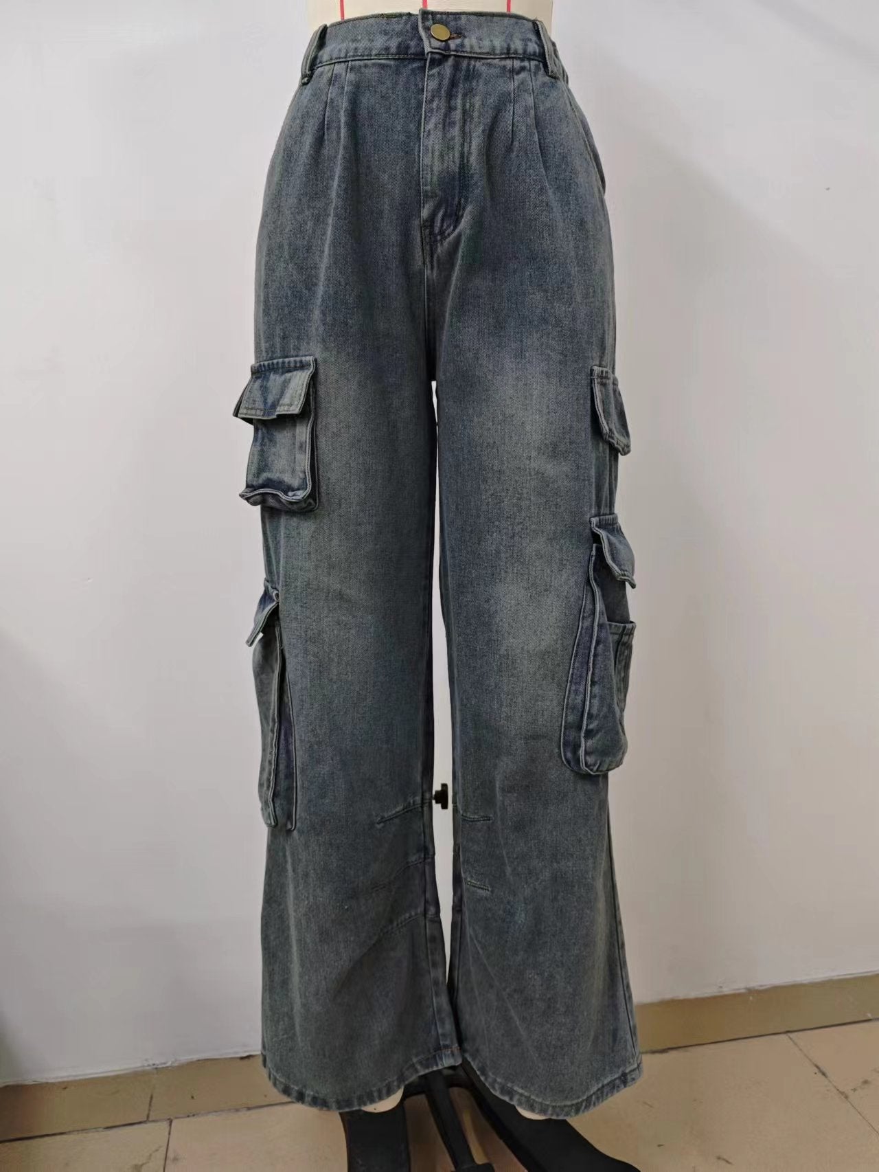 Women's Summer Loose Denim Cargo Pants 9