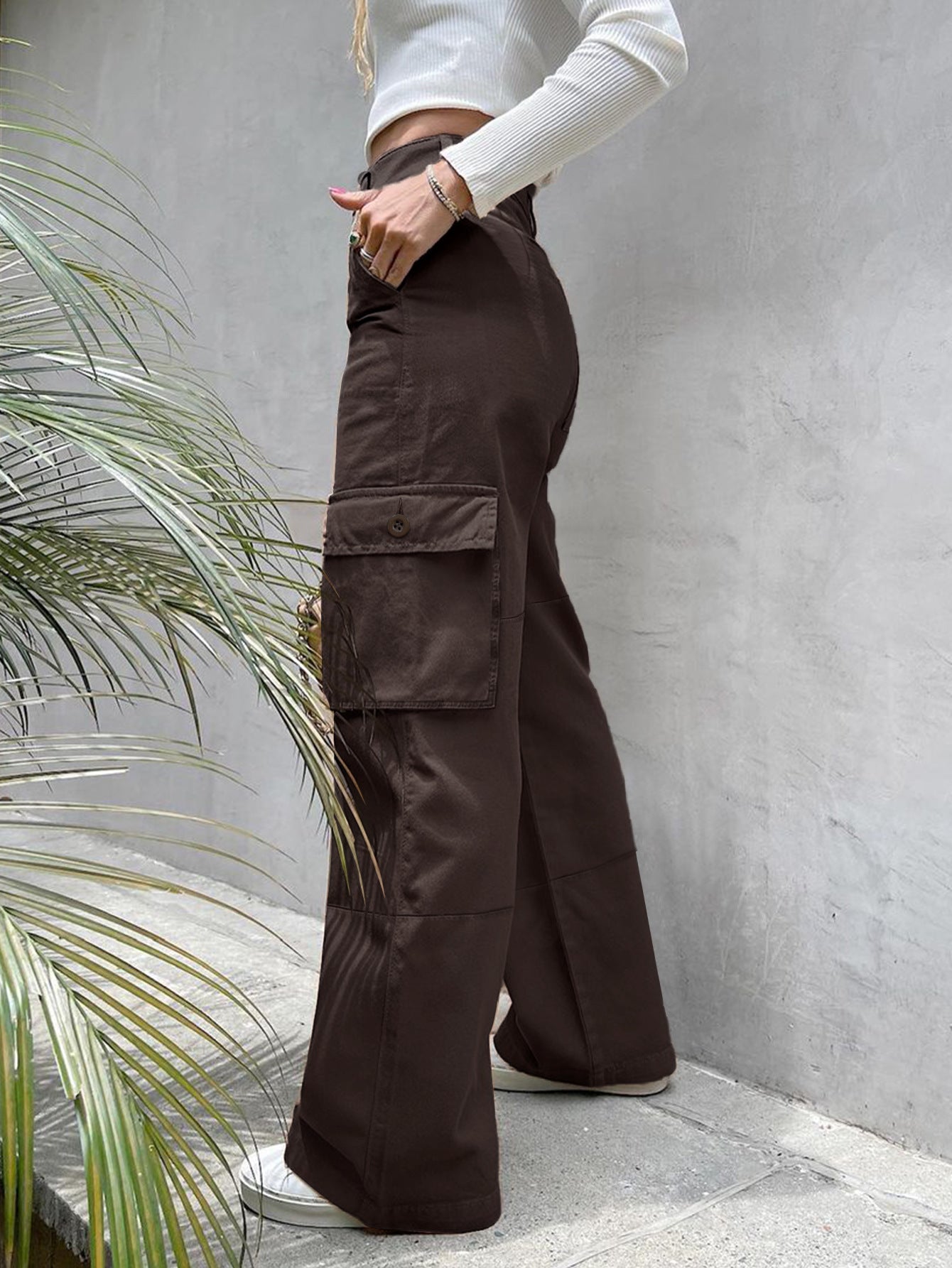 Fall Cargo Pants Street Forest Pocket Loose Denim Pants Women 4