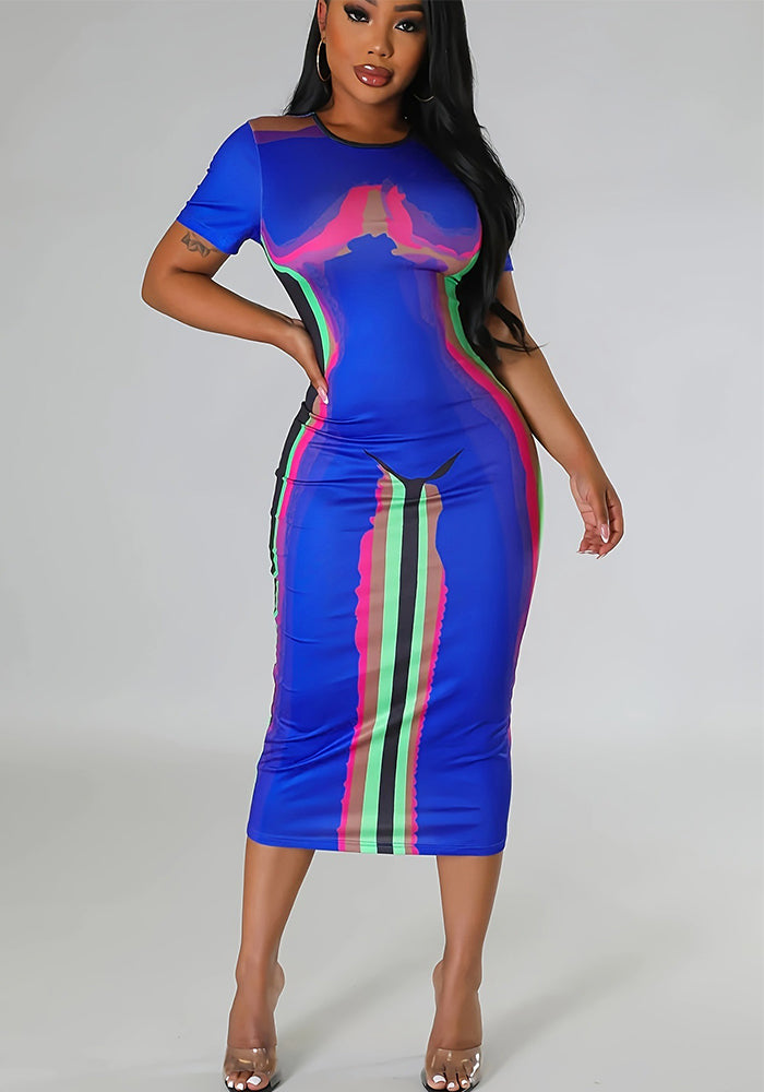 Women Print Short Sleeve Dress