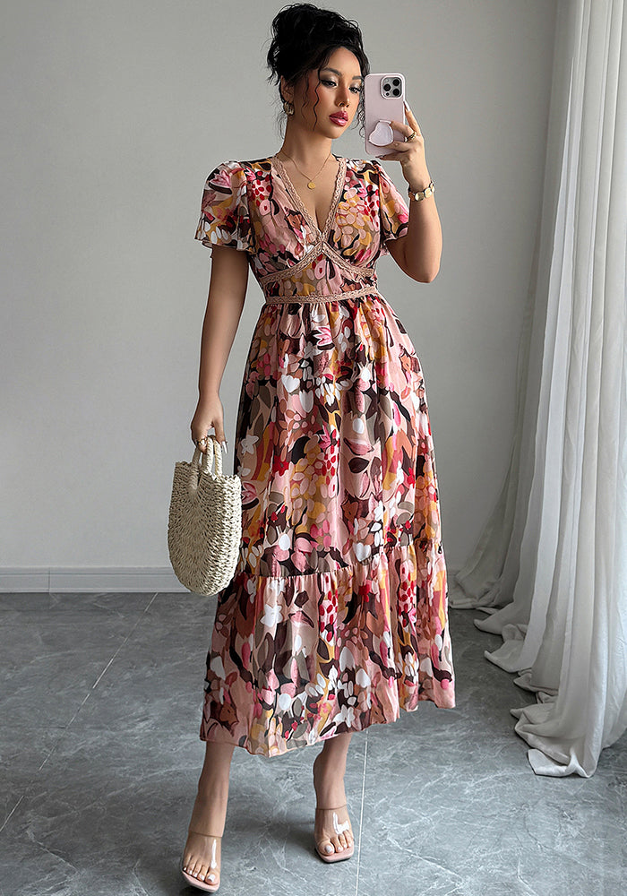 Women printed lace dress