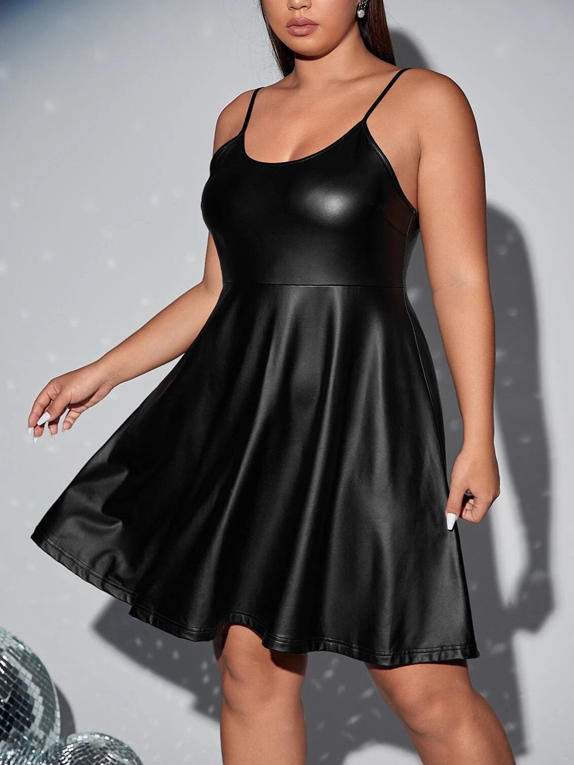 Plus Size Women Strap Solid Sleeveless Sexy Dress 6
