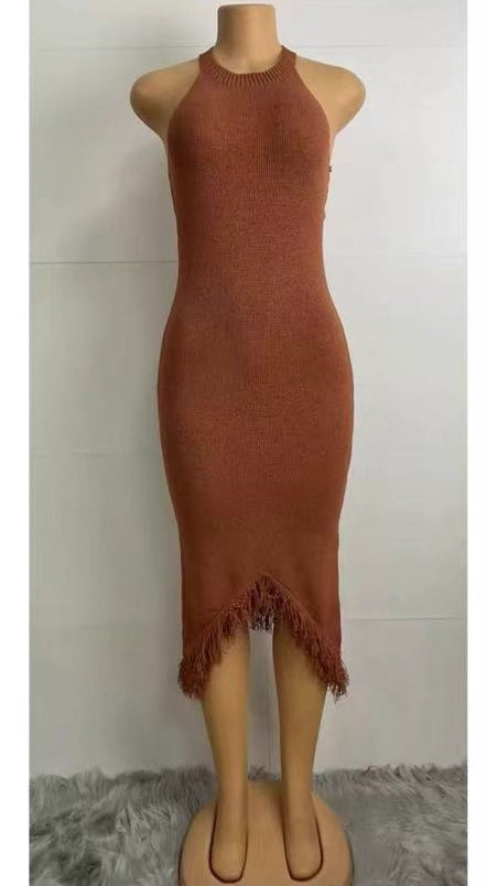 Sexy Women's Fashion Solid Color Strap Dress 5