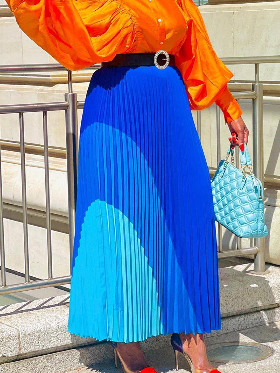 Plus Size Women's Autumn Fashion Elastic Pleated Skirt Plus Size A-Line Skirt 7