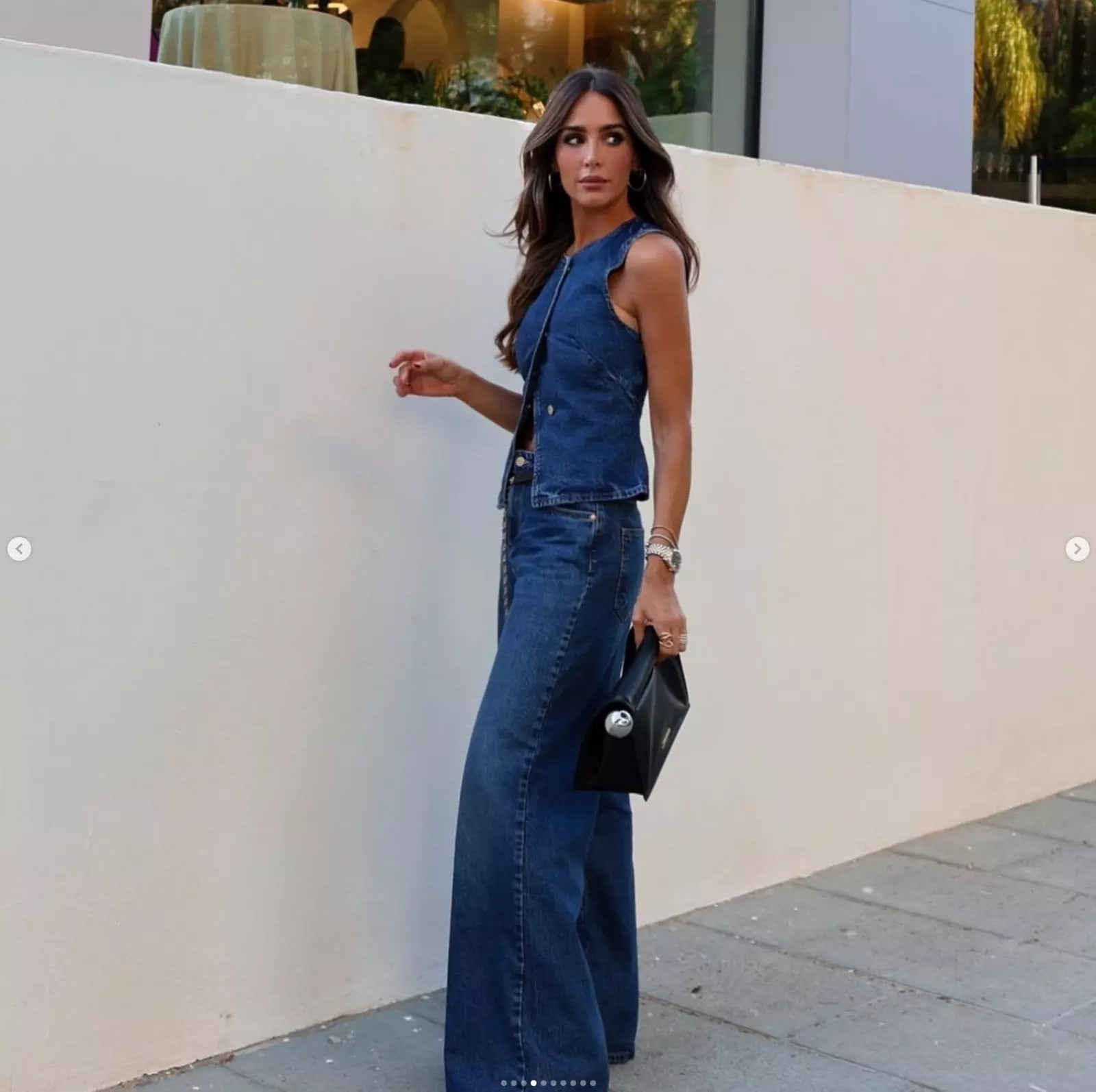 Women Spring Summer Sleeveless Vest Wide Leg Denim two-piece set 6