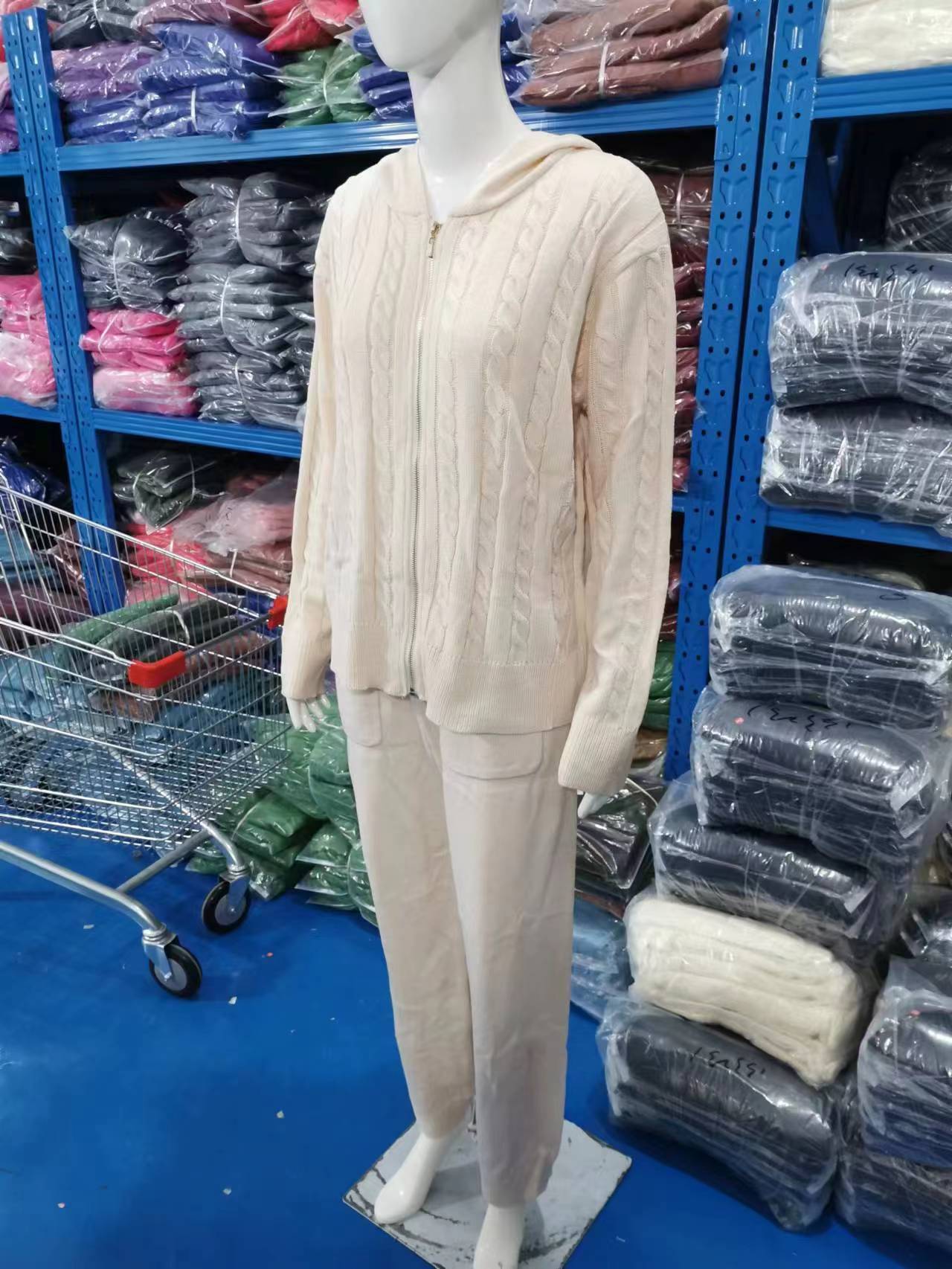 Autumn solid color hooded zipper top Casual home loungwear set 12