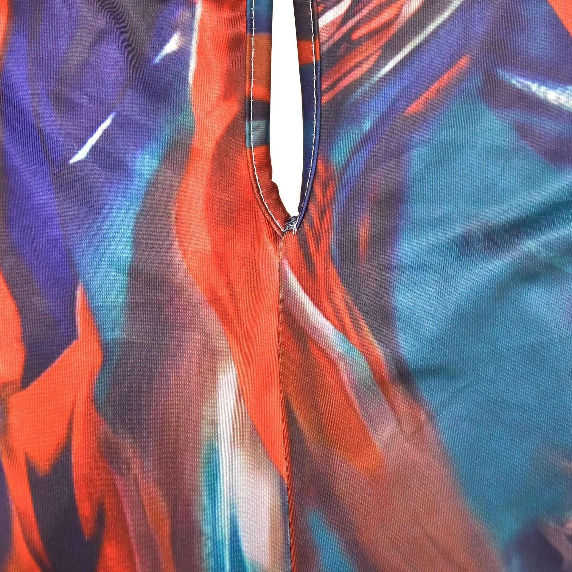 Women Printed Sleeveless V Neck Color Block Backless Jumpsuit 18