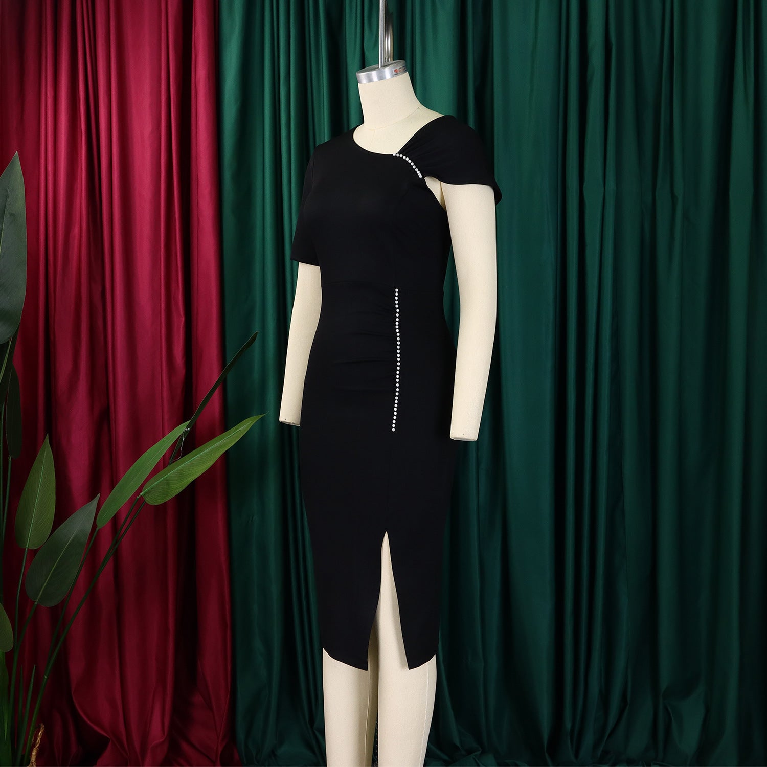 Beaded High Waist OL African Bodycon Dress 15