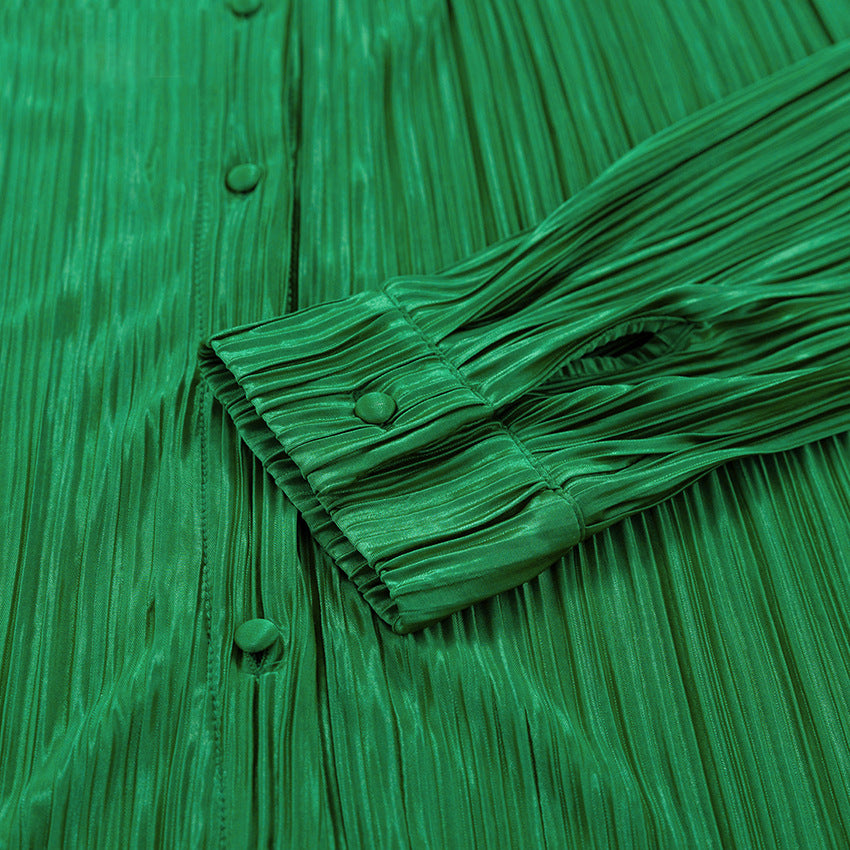 Spring/Summer Solid Color Drape Loose Silky Pleated Casual Two-piece Set 30