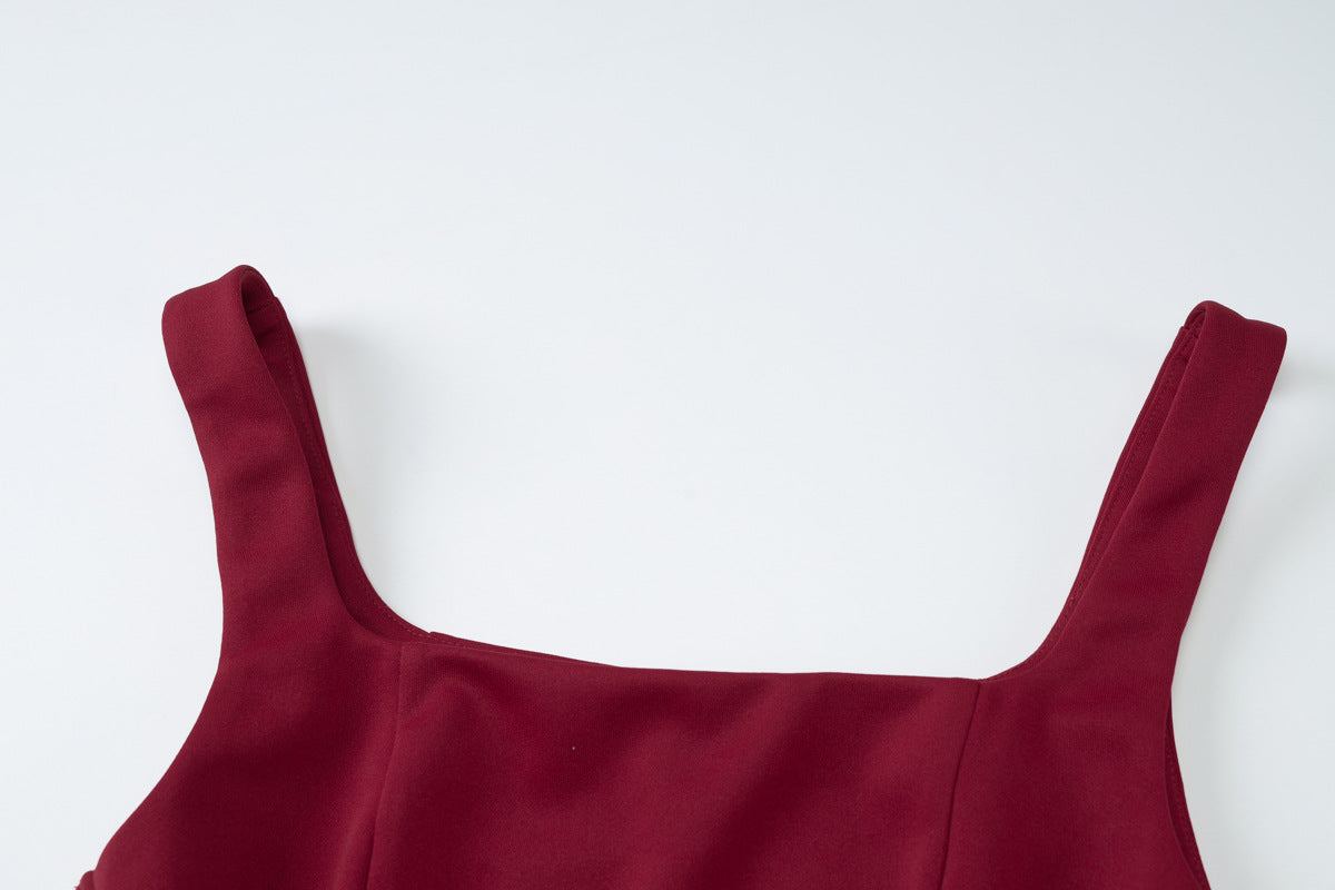 Women's Summer Fashion Sexy Low Back Zipper Slim Waist Strap Dress 13