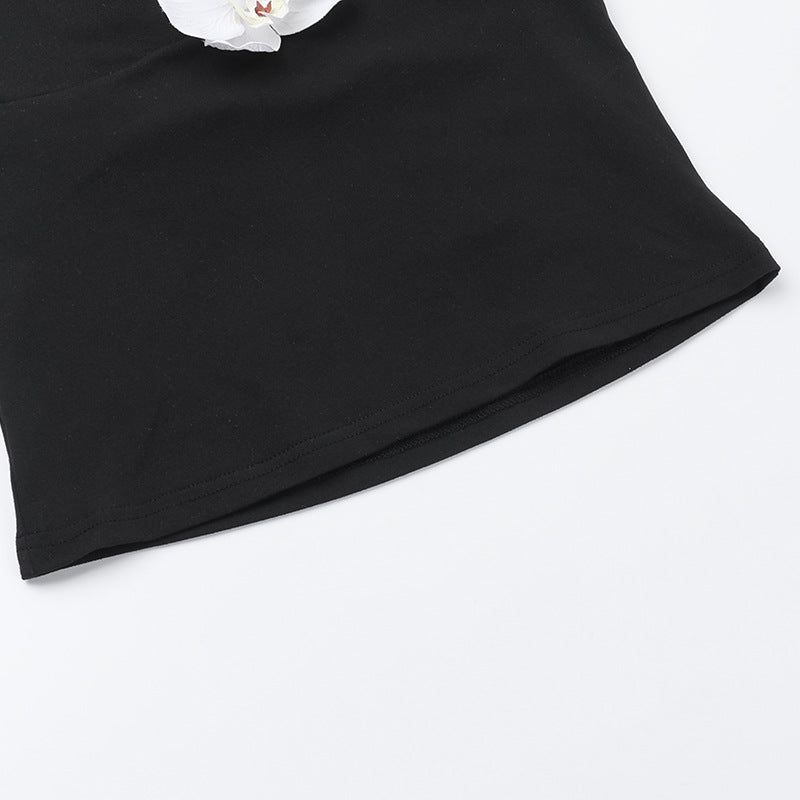 Women's Fashion Summer Set High Waist Solid Color Shorts and Halter Neck Flower Top 13