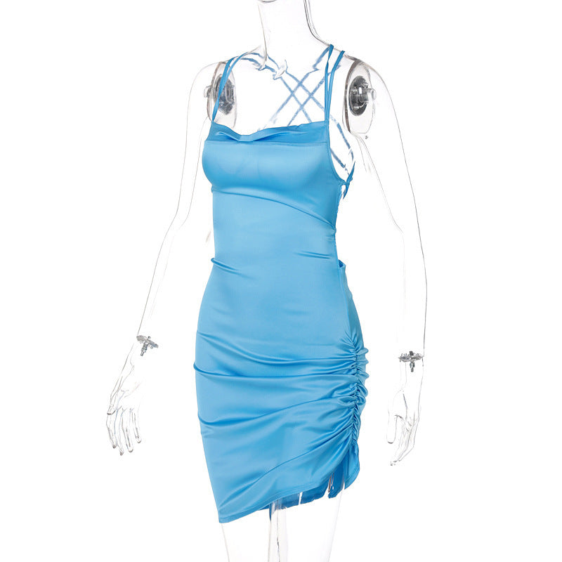 Women summer Career suspender Solid sleeveless sexy Dress 37