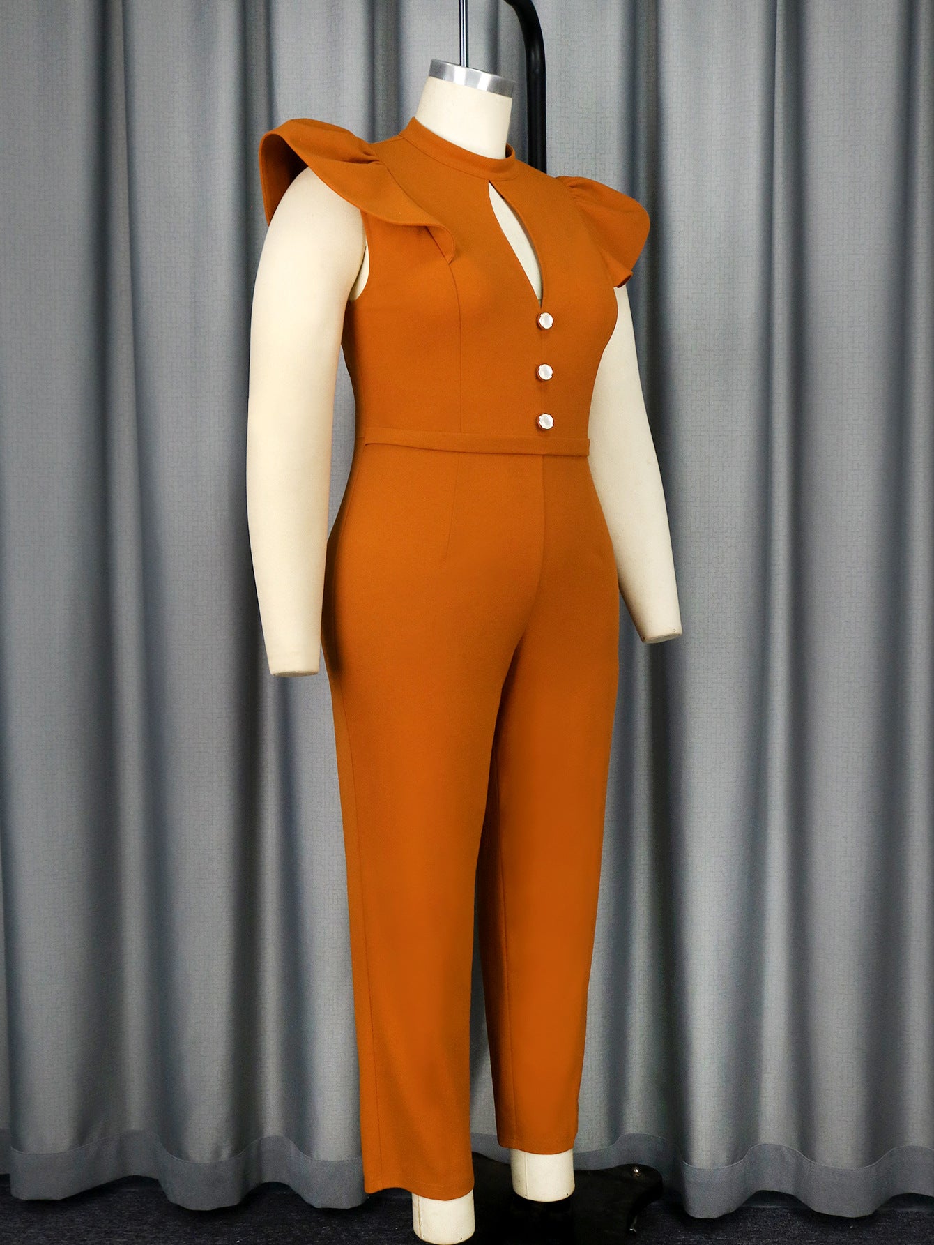 Women Style Cape Sleeve Half High Neck Sexy Hollow Formal Party Jumpsuit 6