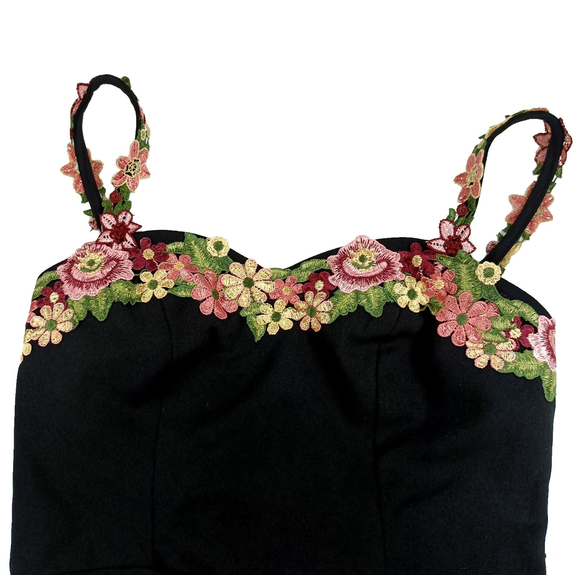 Summer Chic Sexy Floral Embroidered Strap Slim Waist Bodycon Gown Dress 8