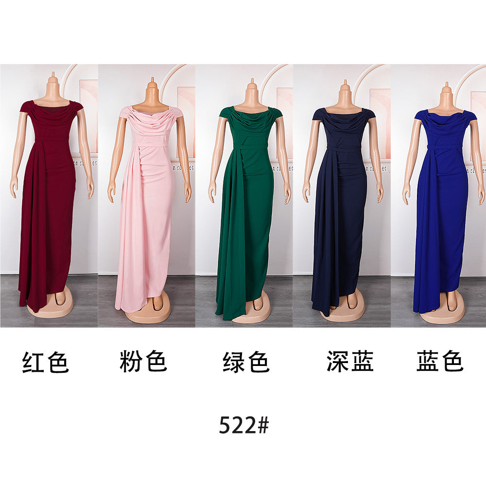 African Women's Plus Size Solid Color Long Dress 14