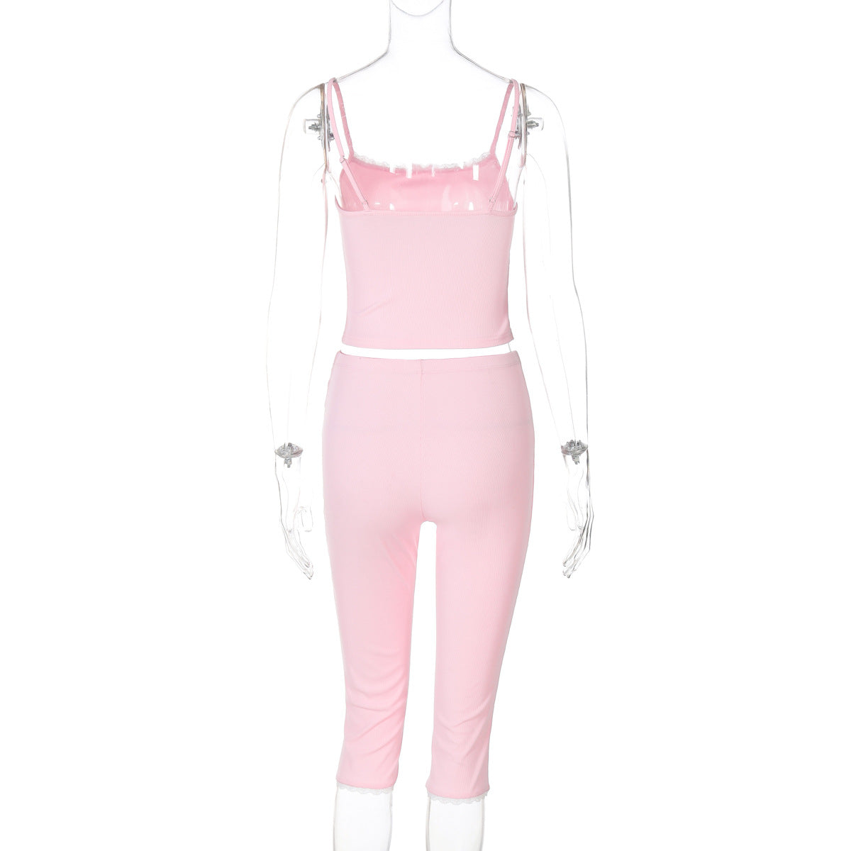 Women Spring Summer Lace Lace Suspender Top Shorts Two Piece Set 8