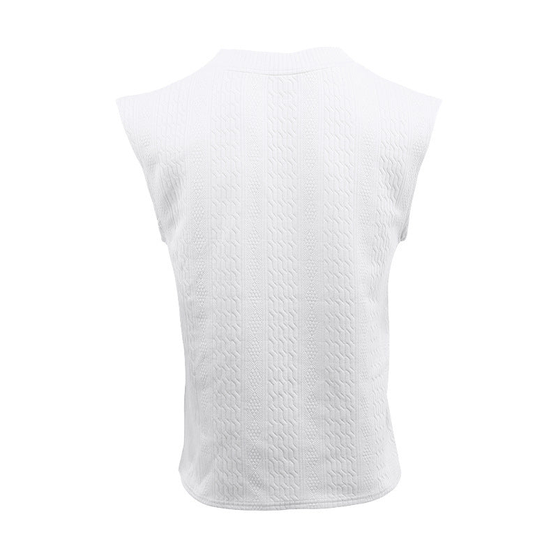 Men's Summer Loose Sleeveless T-Shirt Shorts Men's Summer Casual Jacquard Knitting Set 16