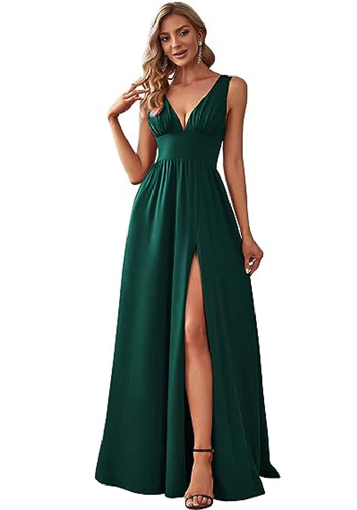 Women Sexy V Neck Party Maxi Evening Dress（Processing time need 3-6 days）