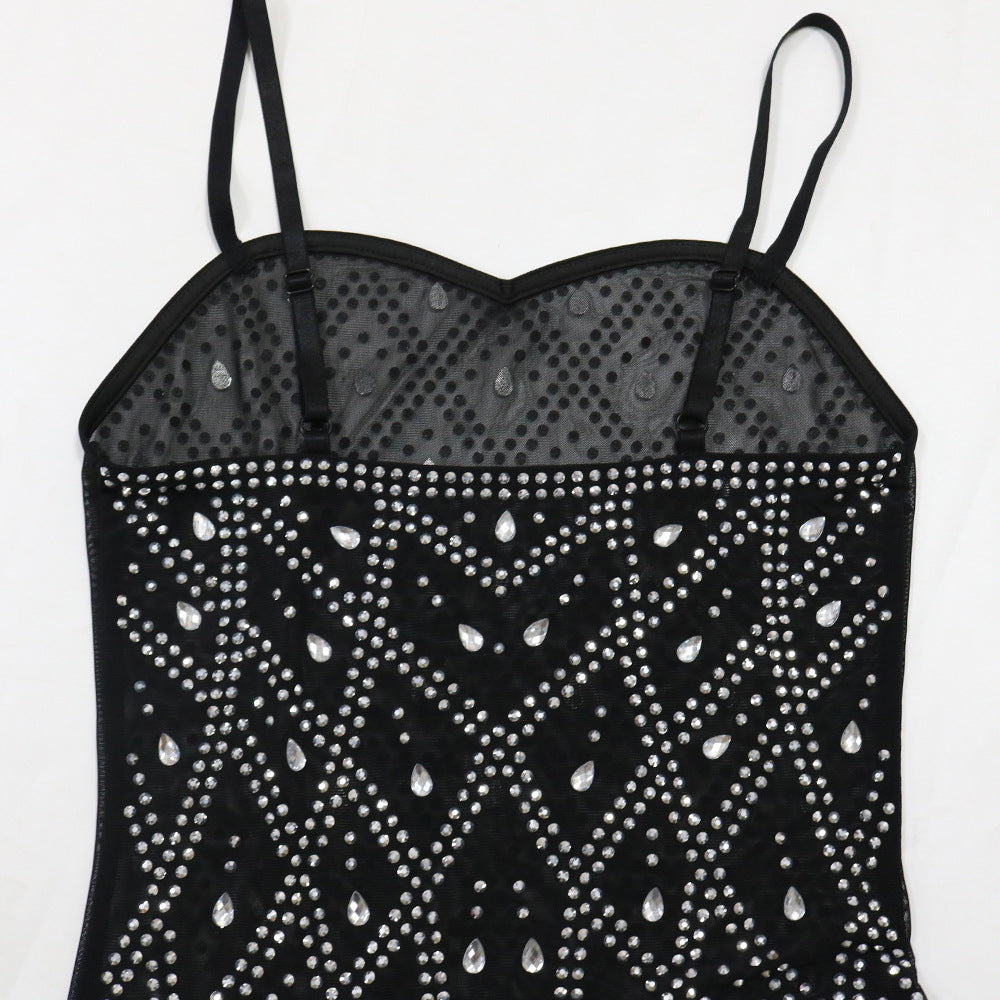 Women Party Sexy Beaded Bodycon Maxi Dress 4