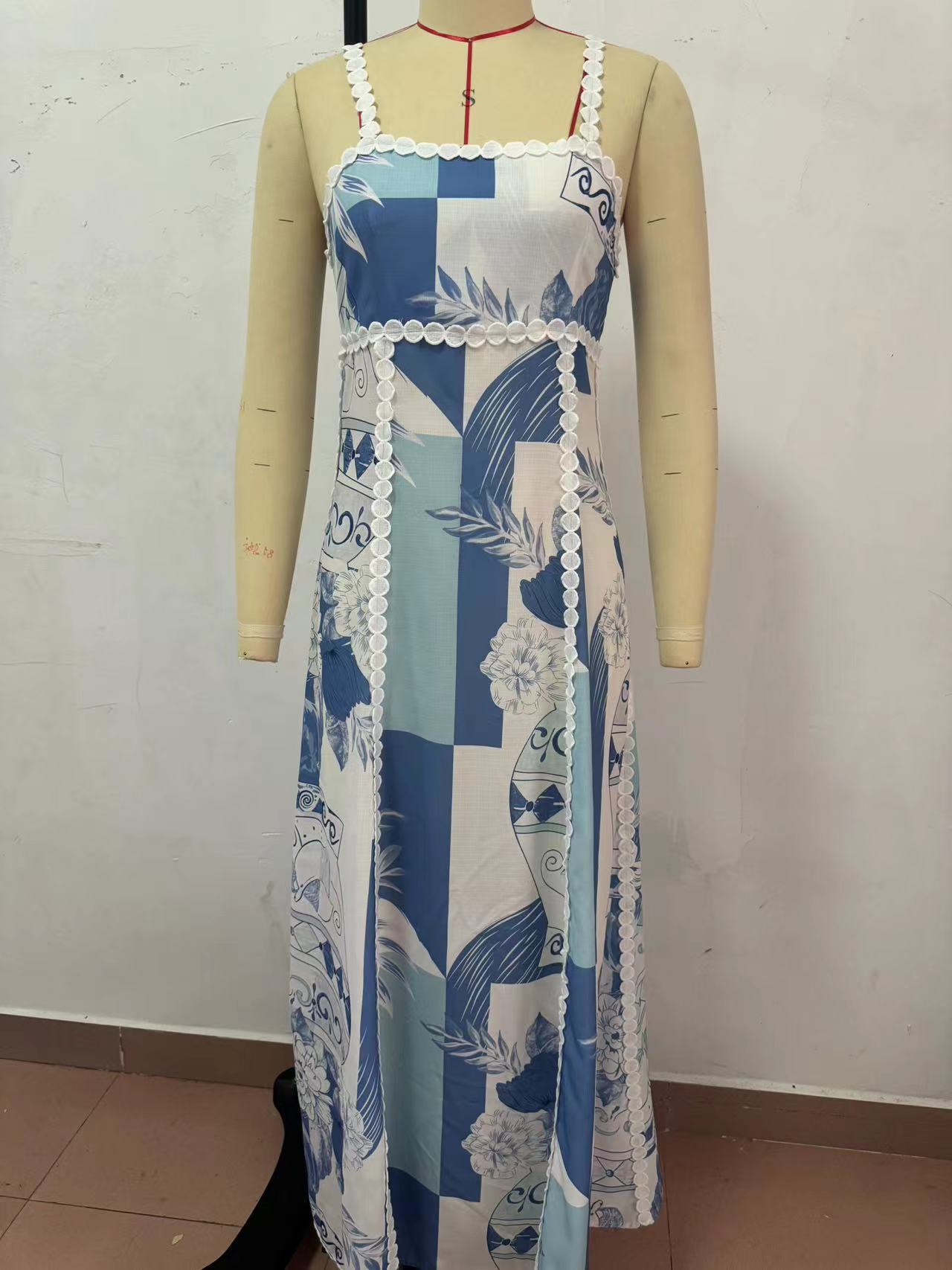 Women suspender print casual holidays loose dress 6