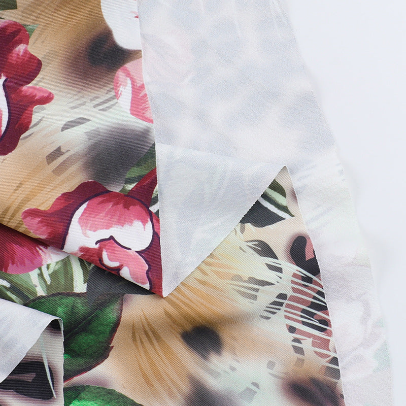 Summer Low Back Halter Neck Printed Hollow Short Dress 15