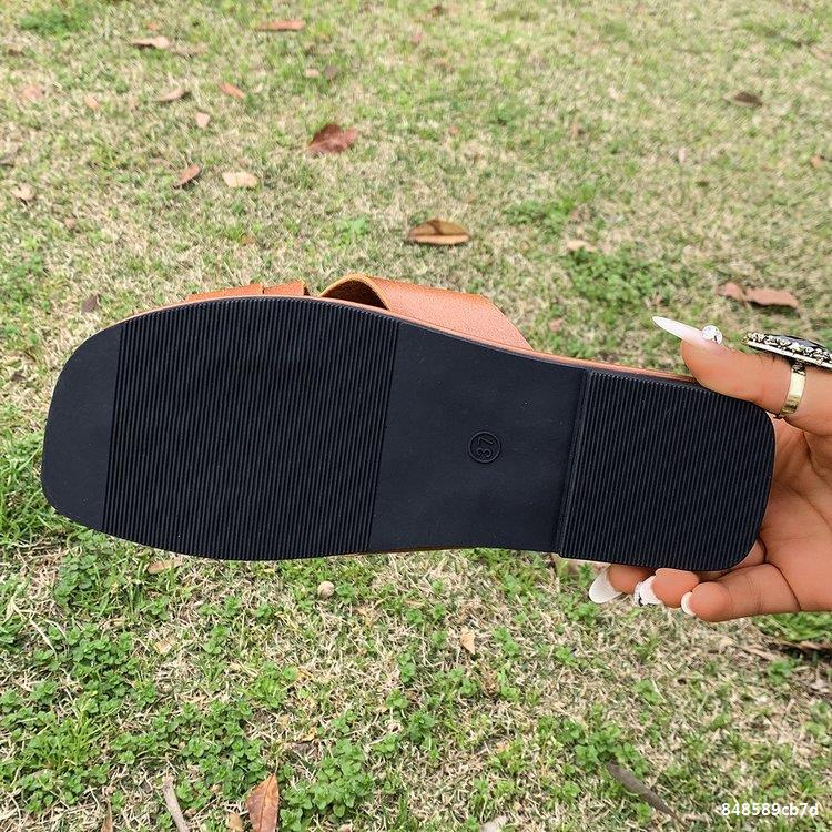 Women's Plus Size casual one strap flat slippers 7