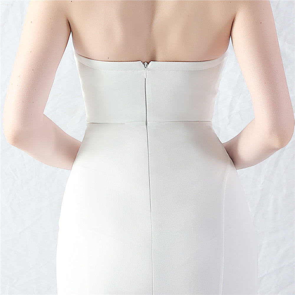 Women Fishbone Vest Off Shoulder Evening Dress 46