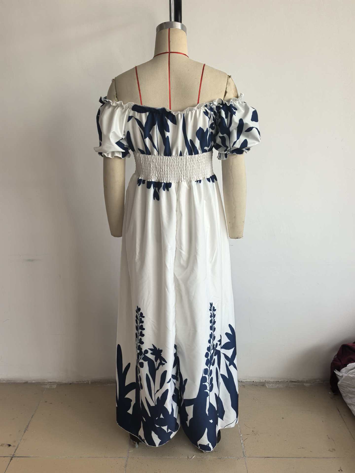 Women Summer Puff-Sleeve Printed Strap Dress 16