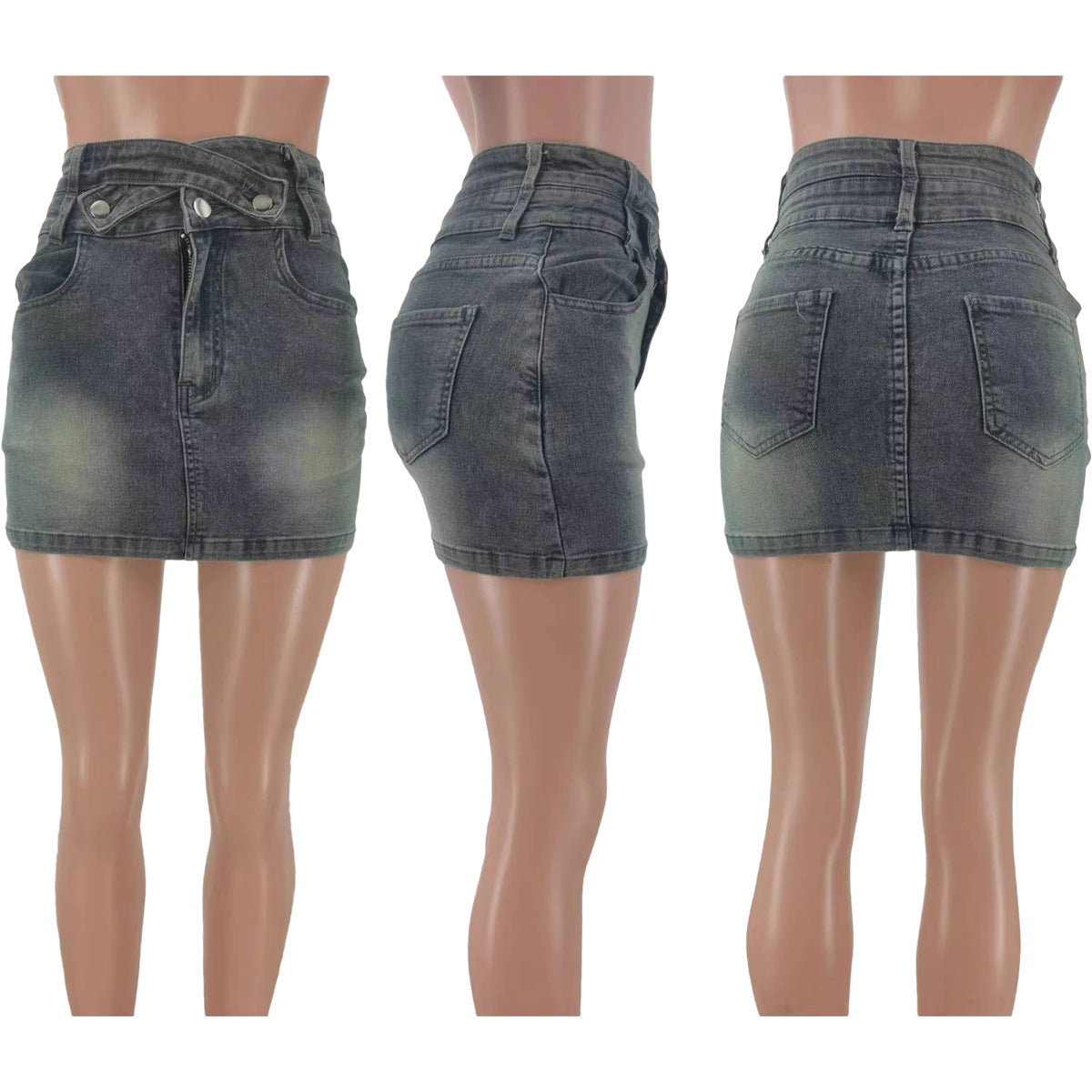 Women Spring/Summer Stretch Bodycon Denim Mini Skirt 4