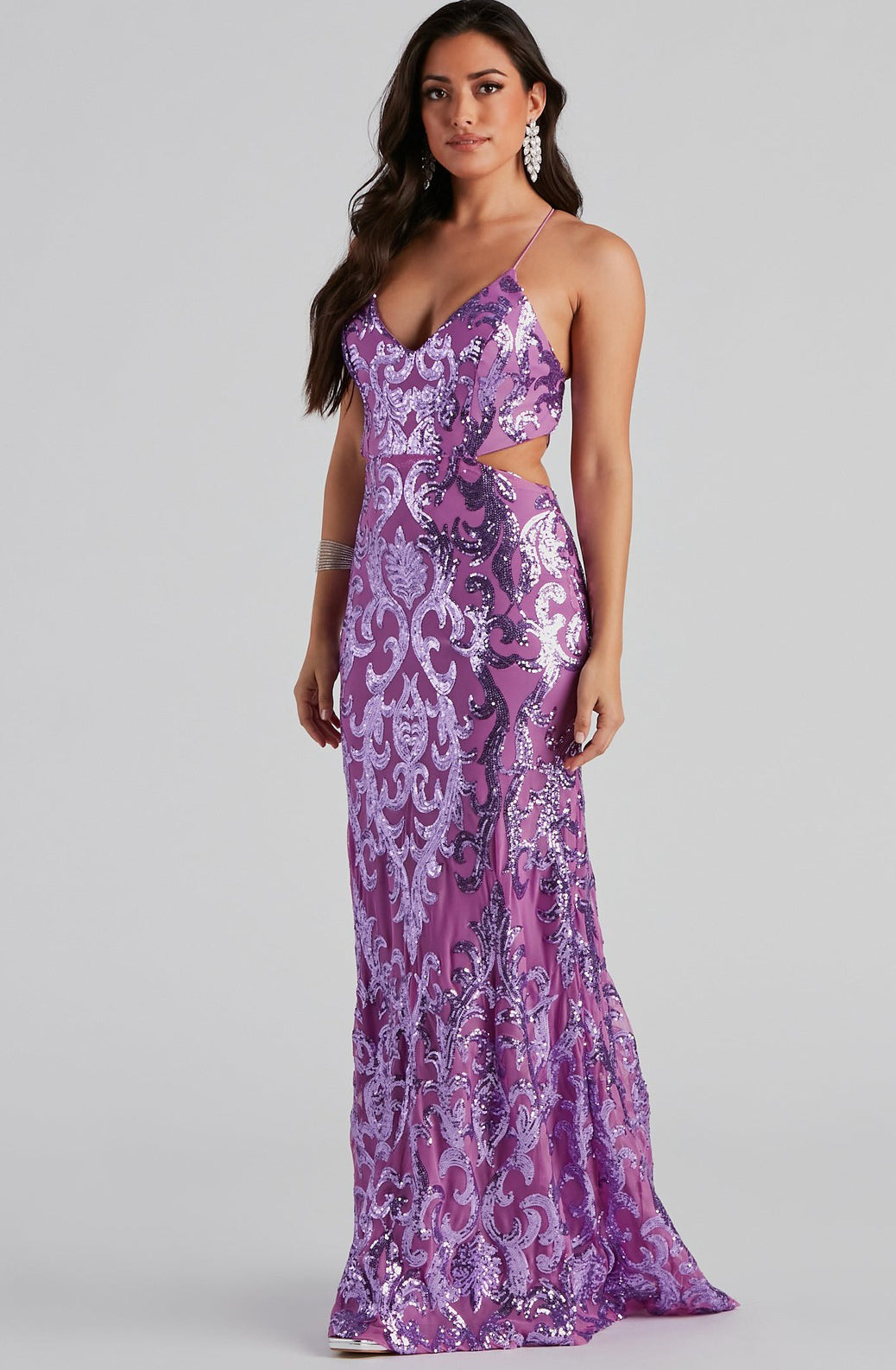 Sequin Patchwork Formal Party Evening Dress Chic Bridesmaid Dress 3