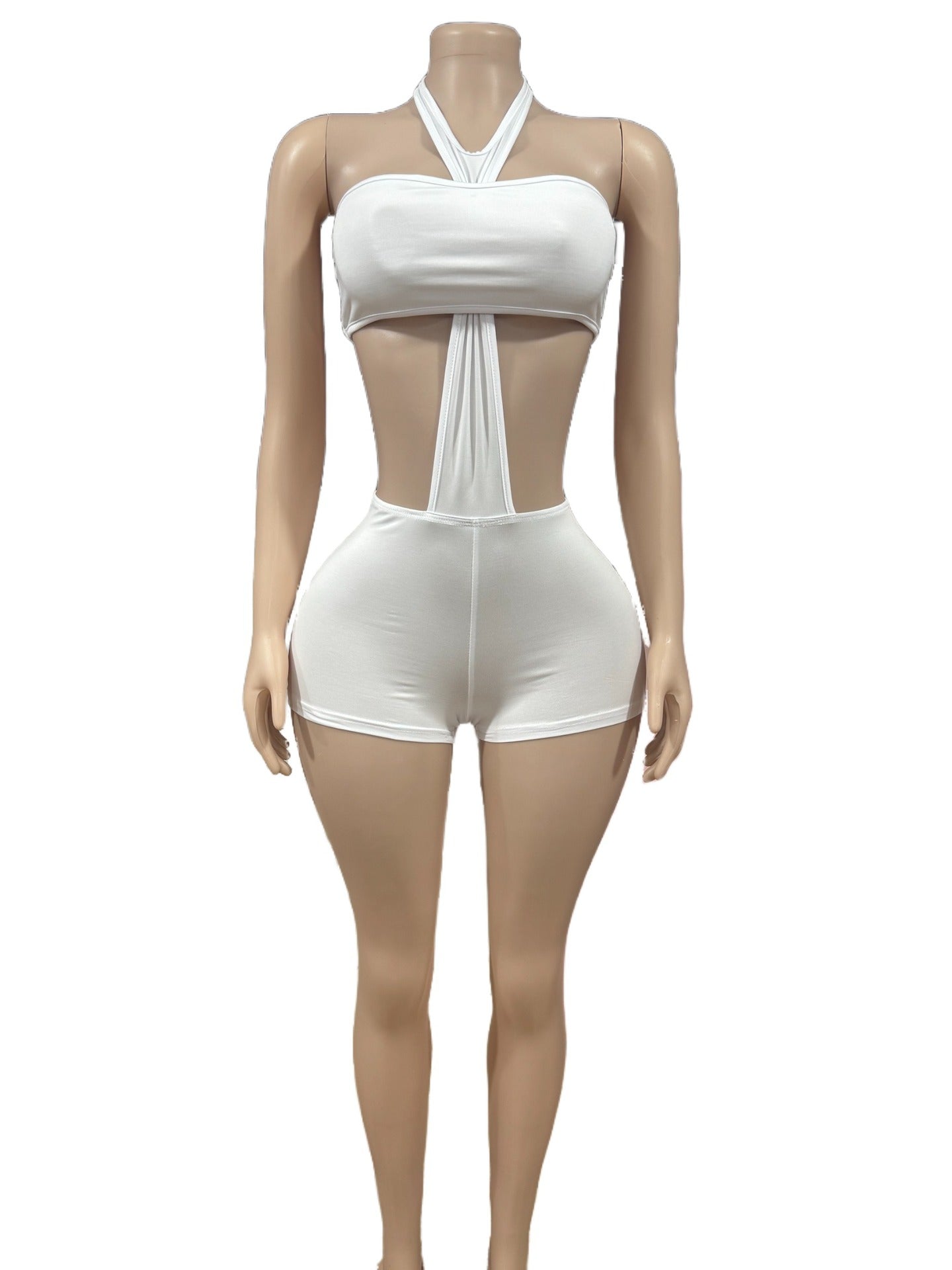 Sexy Slim Halter Neck Strapless Two-Piece Shorts Set 9