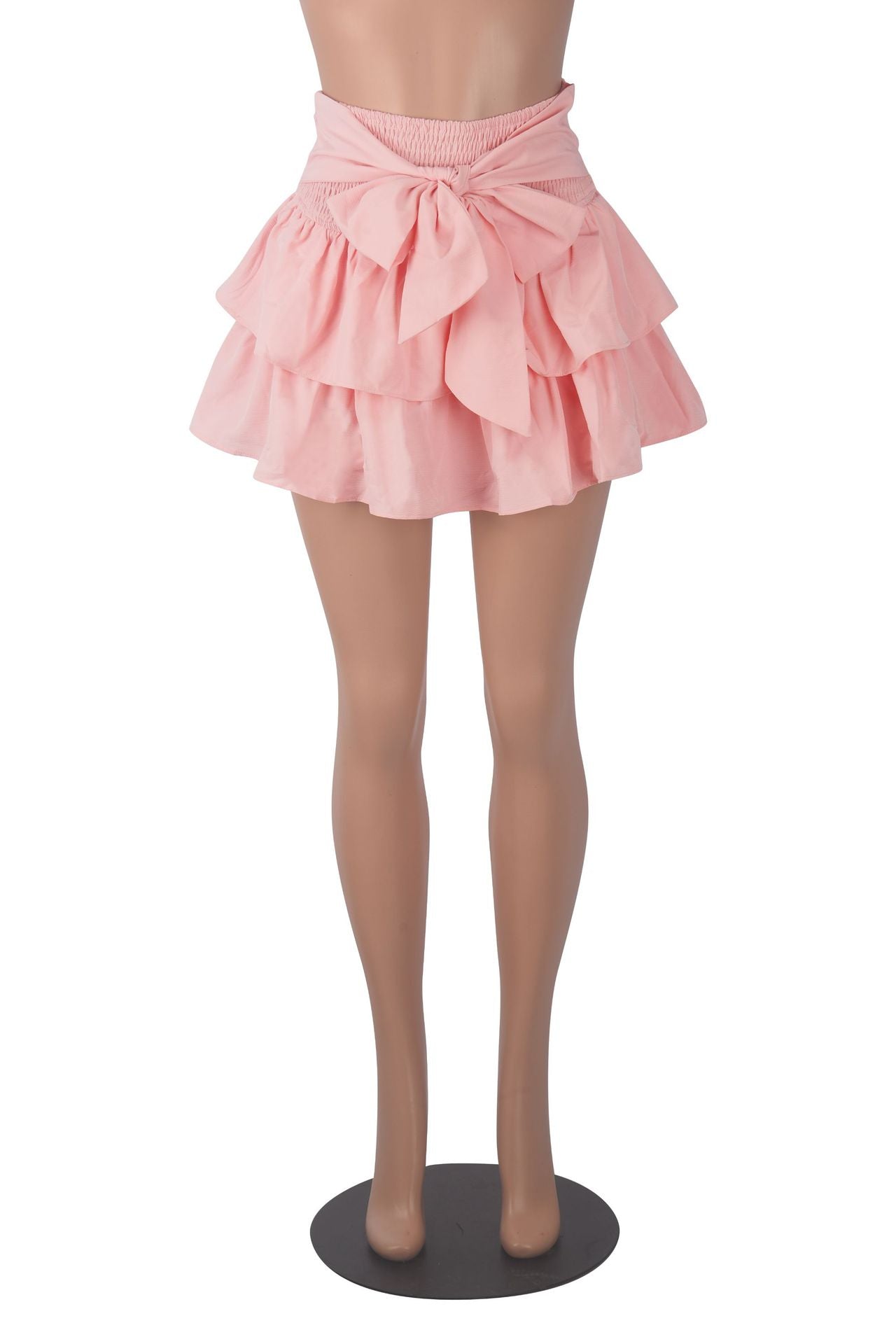 Women Solid Sexy Bow Pleated Skirt 15