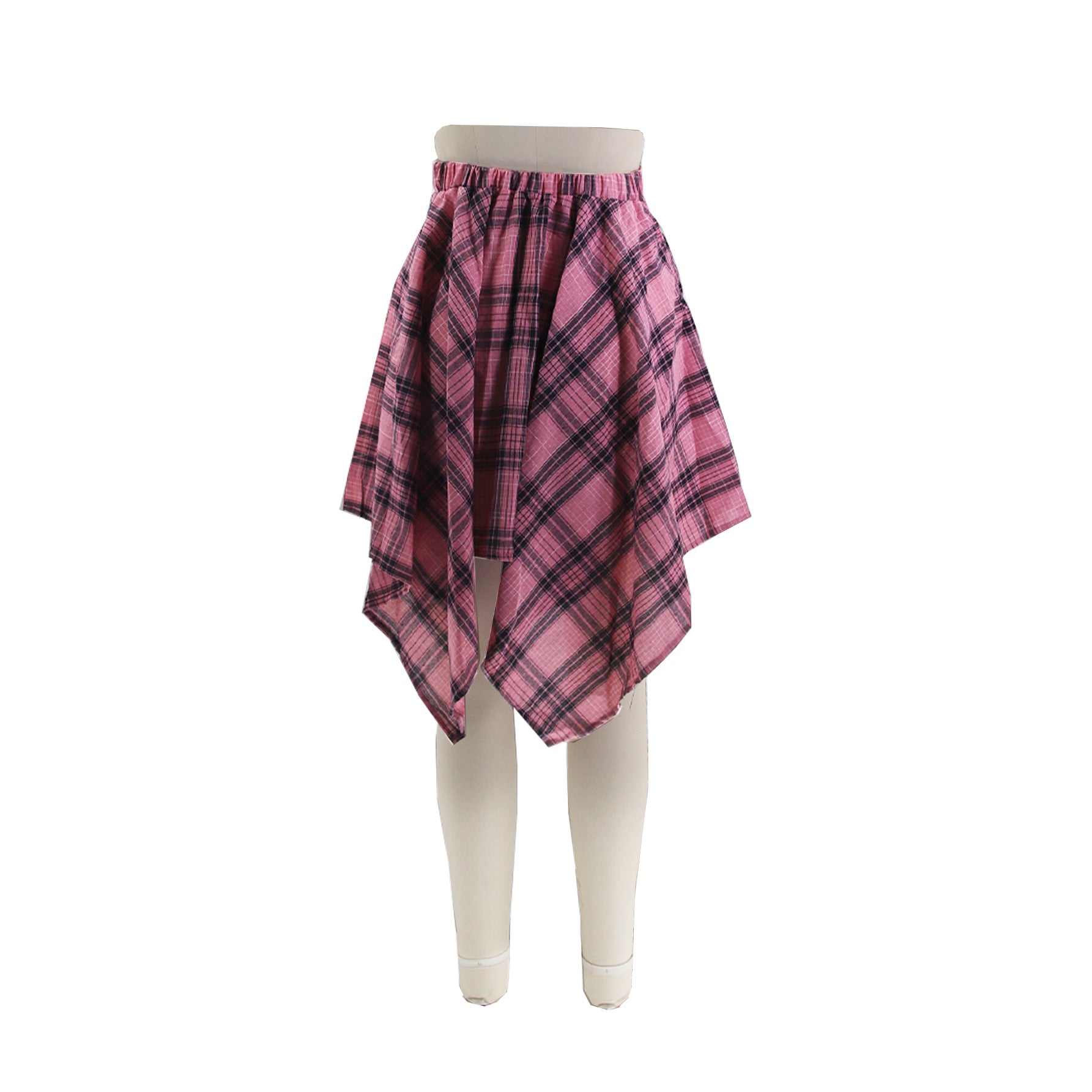 Fashionable Asymmetrical High-Waist Patchwork Plaid Skirt 22