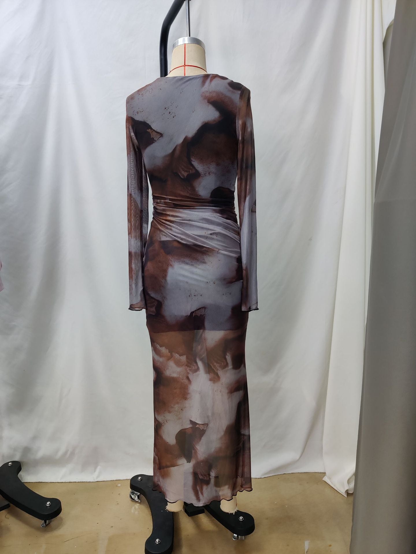 Women Spring/Autumn Printed American Style Long-Sleeved Maxi Dress 11