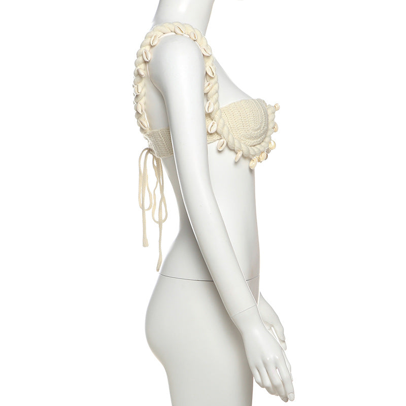 Women Summer Sexy Solid Knitting Crop Top and Skirt Two Piece Set 9