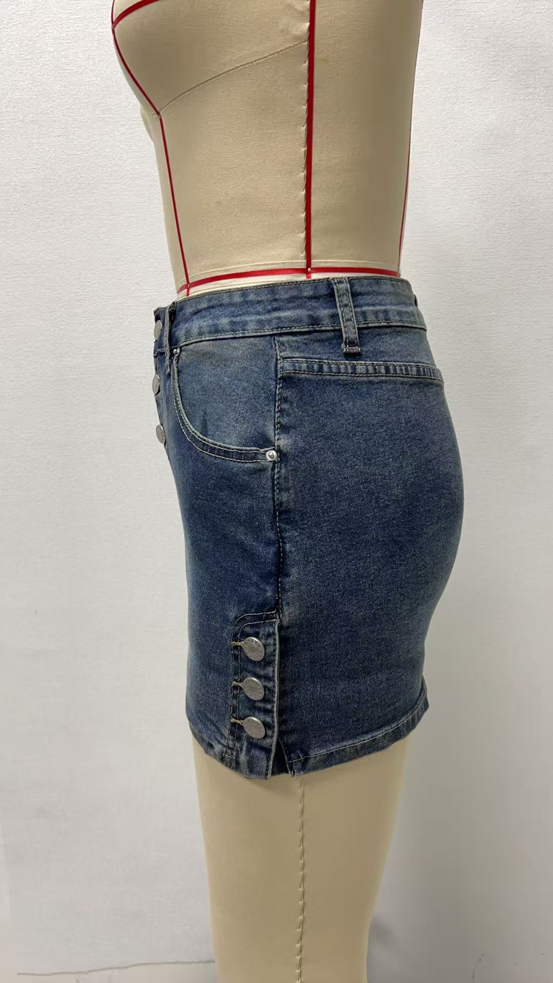 Sexy summer High Stretch Bodycon mini Denim skirt 36