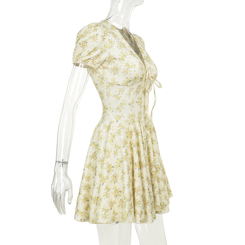 Women Summer French Floral V-Neck Dress 9