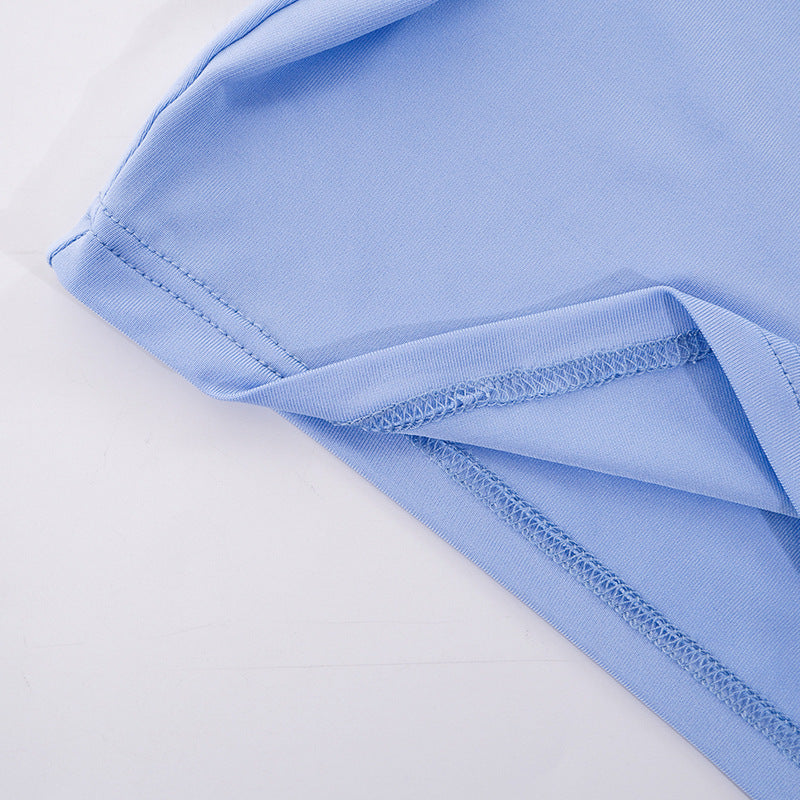 Women's Spring Solid Short Sleeve Crop Two Piece Skirt Set 30