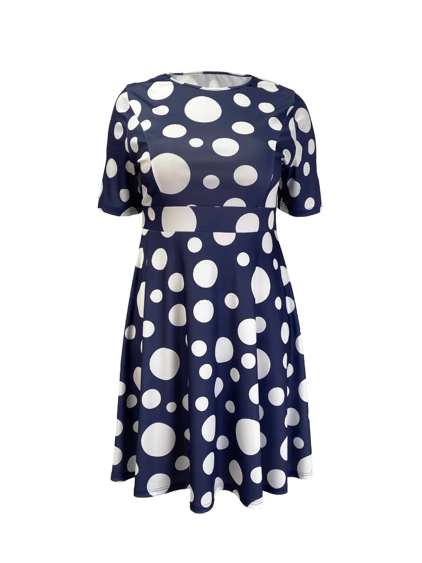 Women Polka Dot Print Elegant Short Sleeve Dress 4