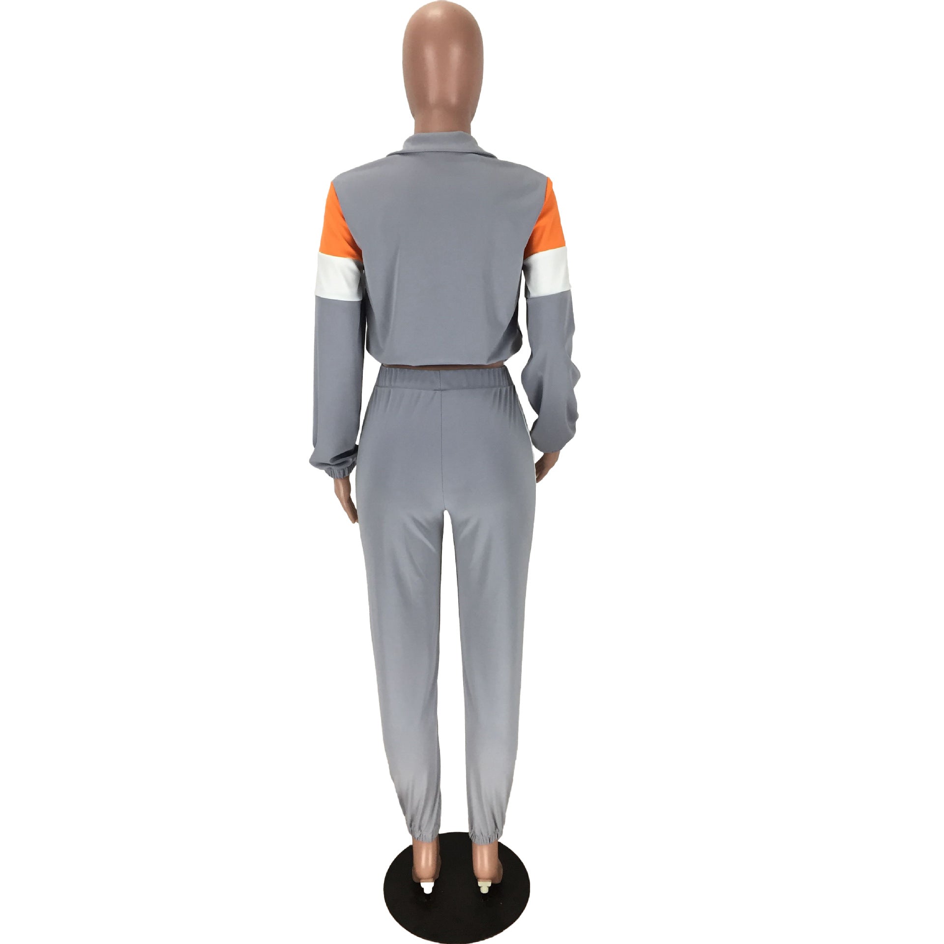 Women's Patchwork Sport Contrast Casual Tracksuit Two Piece Set 42