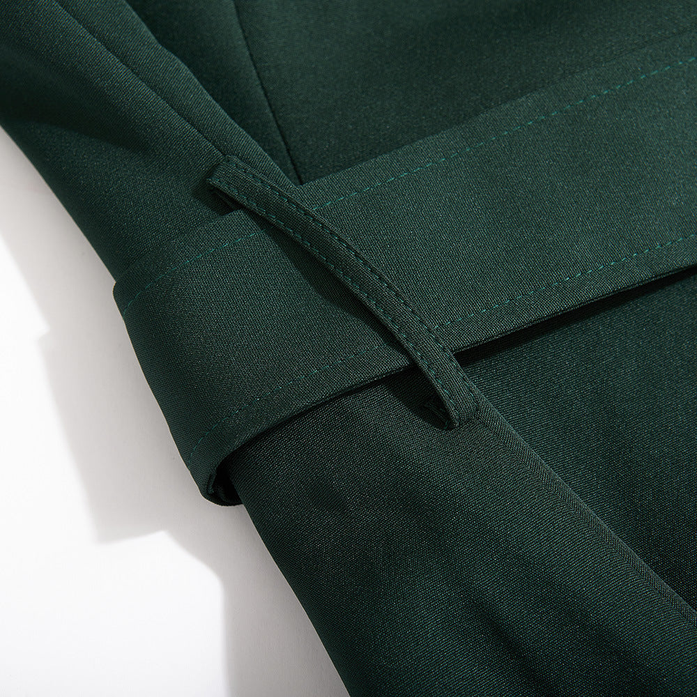 Spring Sexy See-Through Mesh Long Sleeve Double Breasted Slim Waist Chic Women Blazer Dress 42