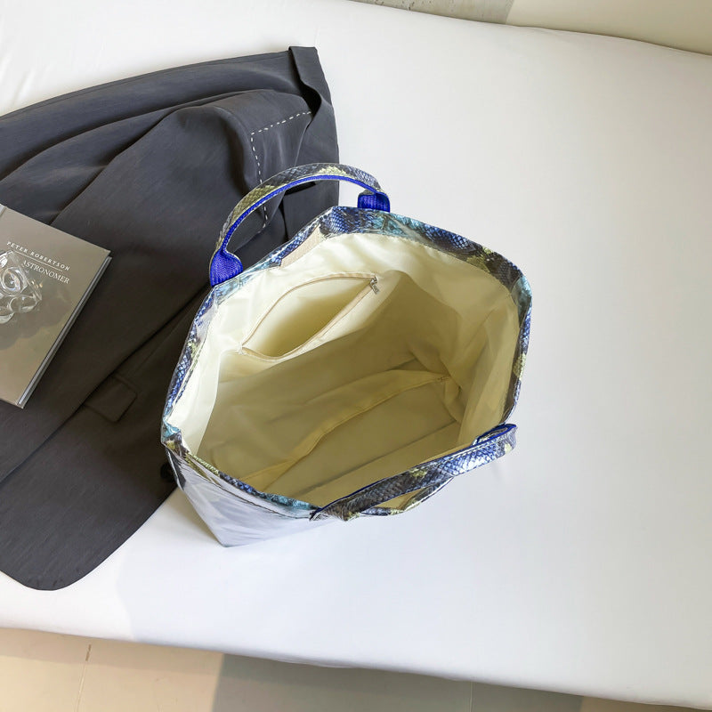 Women Trendy Tote Spring Handbag Snakeskin Shoulder Bag 14