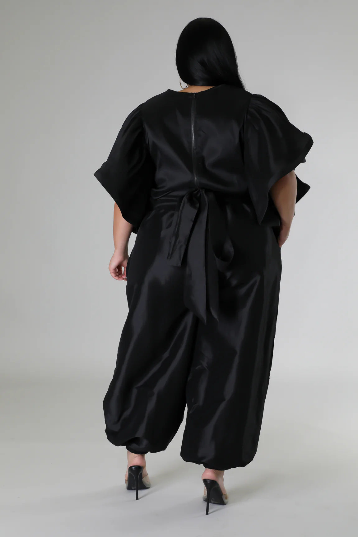 Women Ruffle Edge Sleeve Lace-Up Top and Elastic Pants Two-piece Set 16